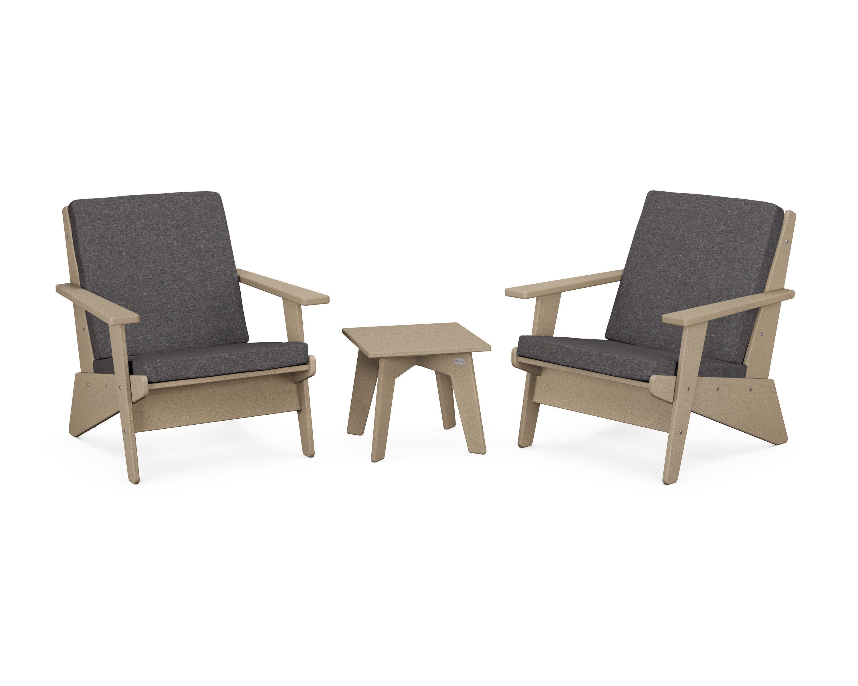 Riviera Modern Lounge 3-Piece Set in Vintage Sahara / Ash Charcoal