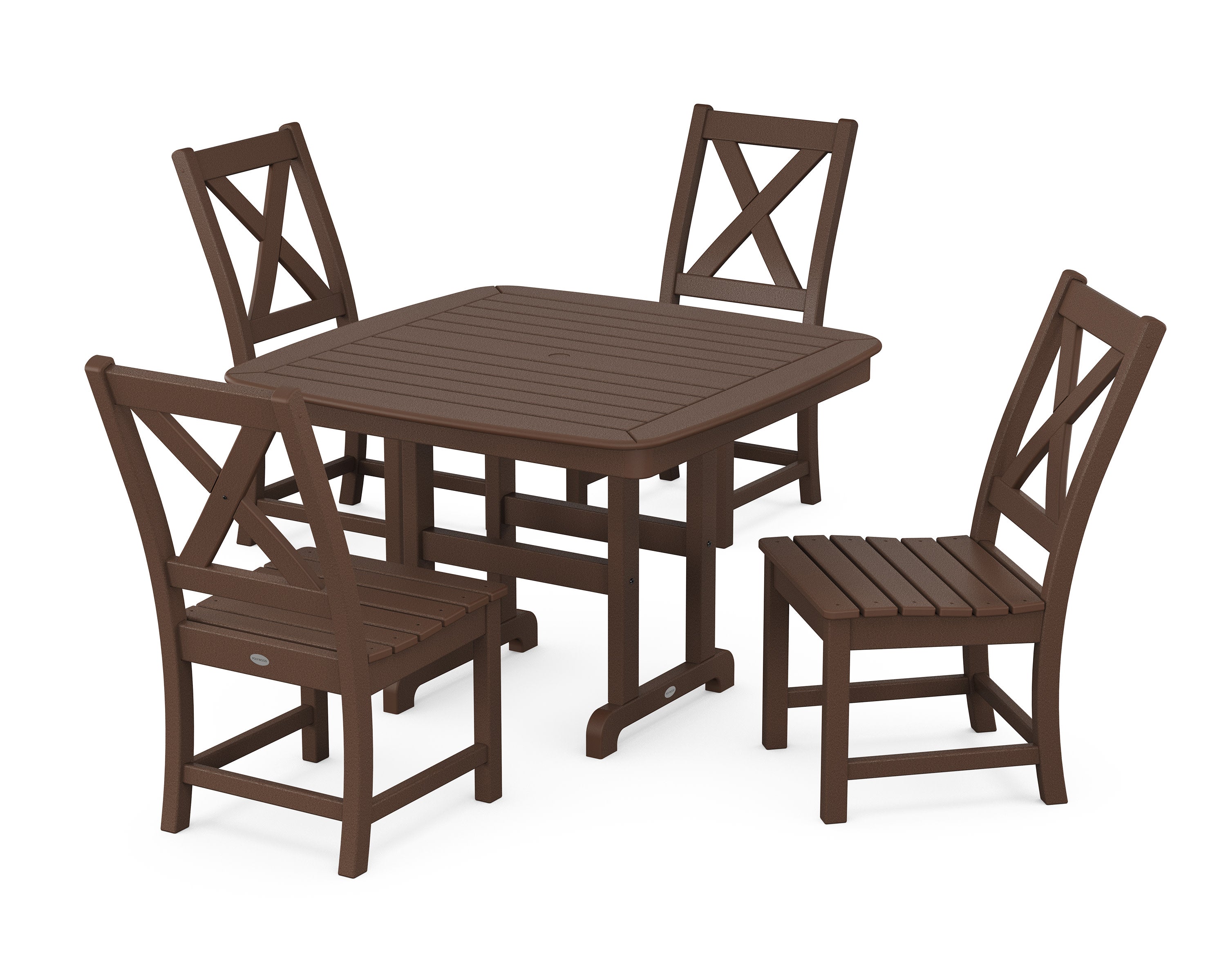 Braxton Side Chair 5-Piece Dining Set with Trestle Legs in Mahogany