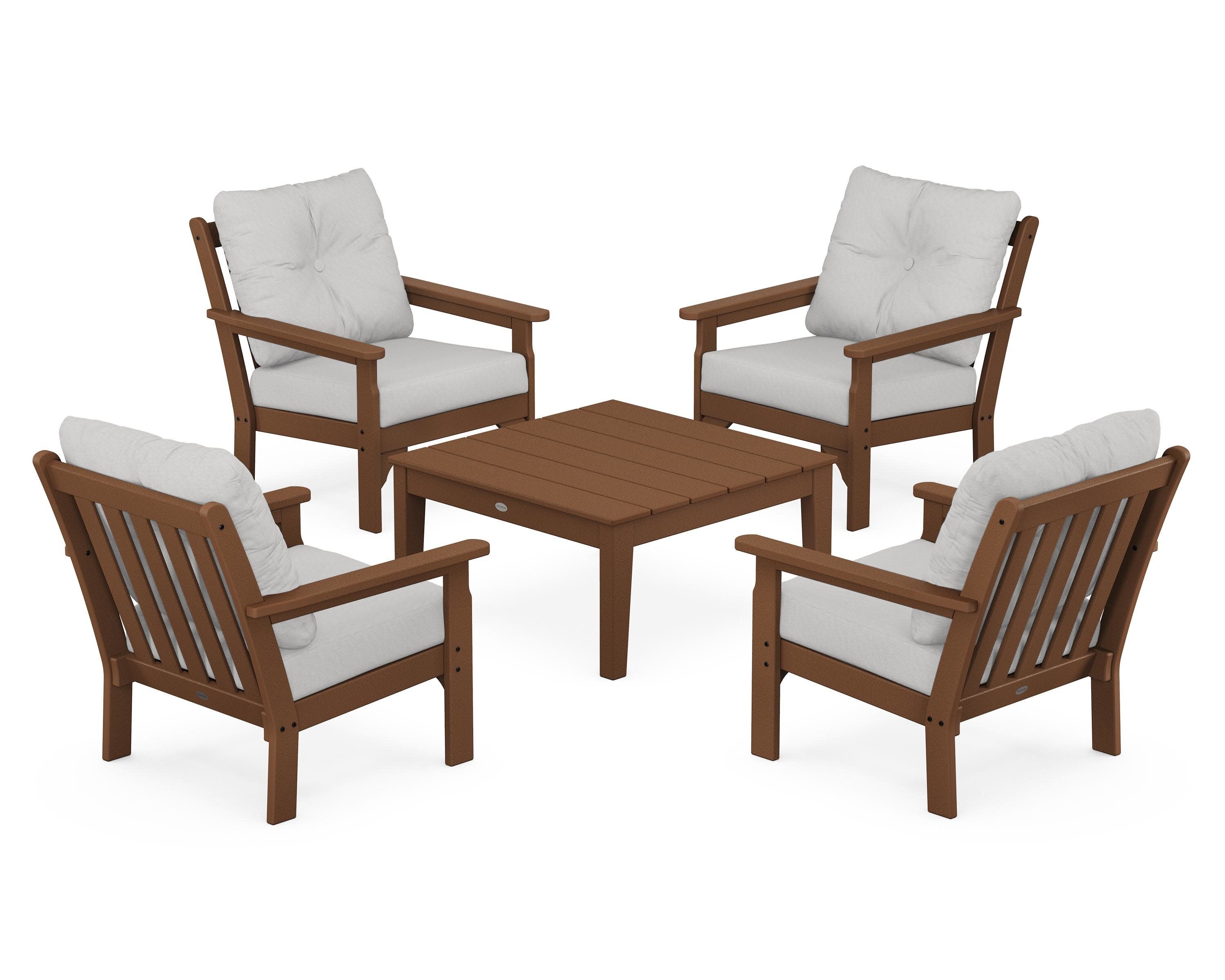 Vineyard 5-Piece Deep Seating Conversation Set in Teak / Diamond in the Rough
