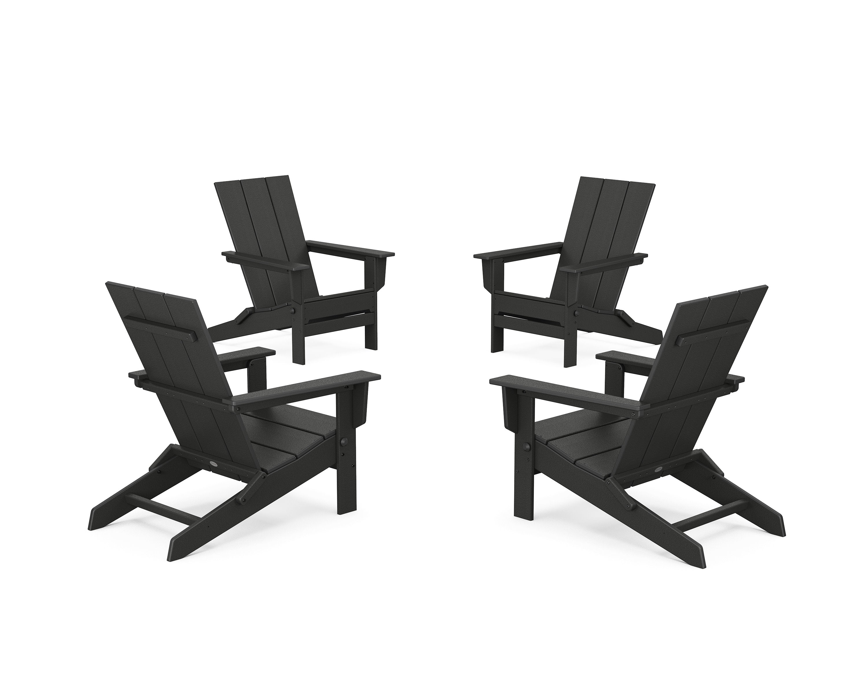 4-Piece Modern Studio Folding Adirondack Chair Conversation Set in Black