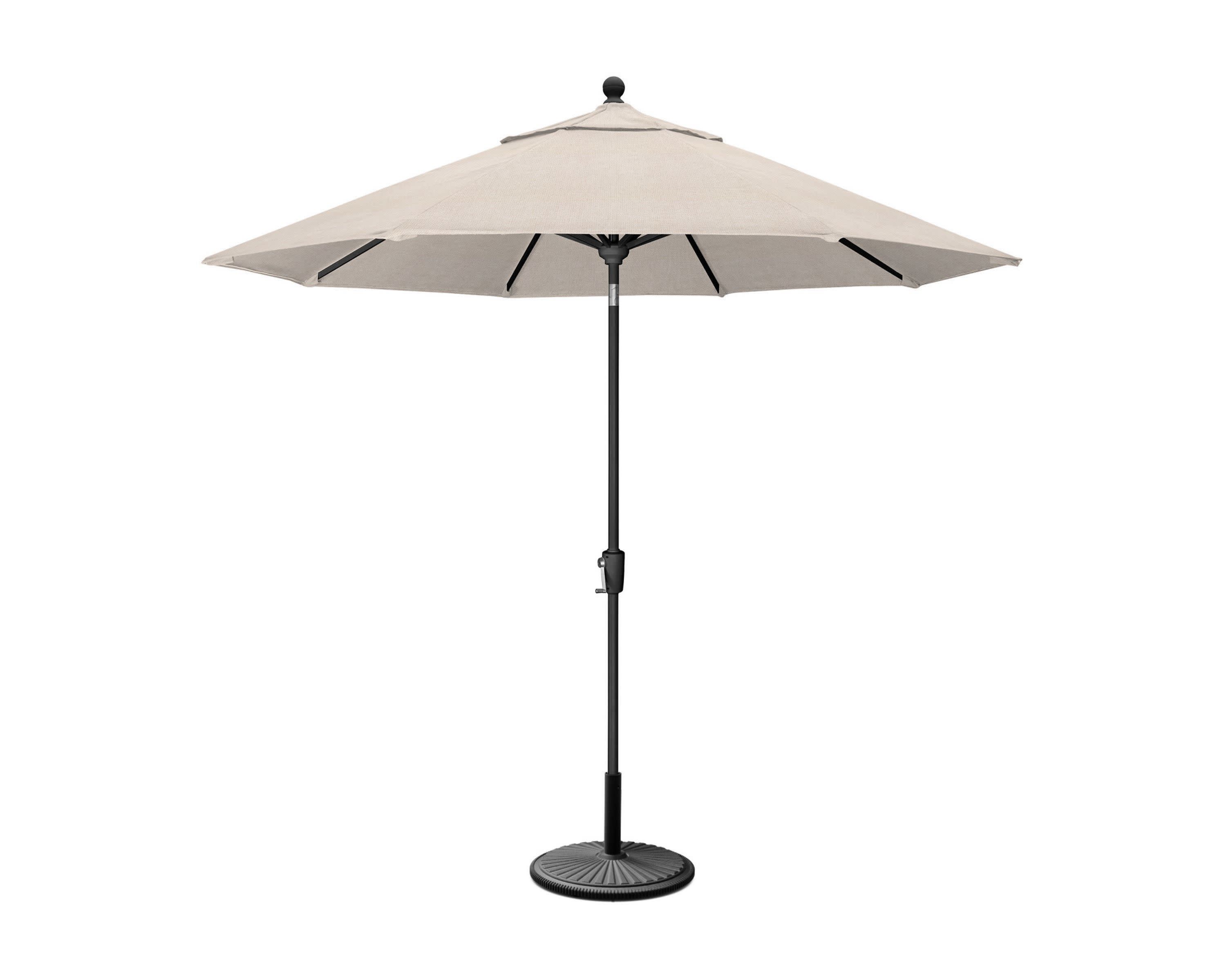 9' Tilt Market Umbrella & Base in Black / Blend Linen