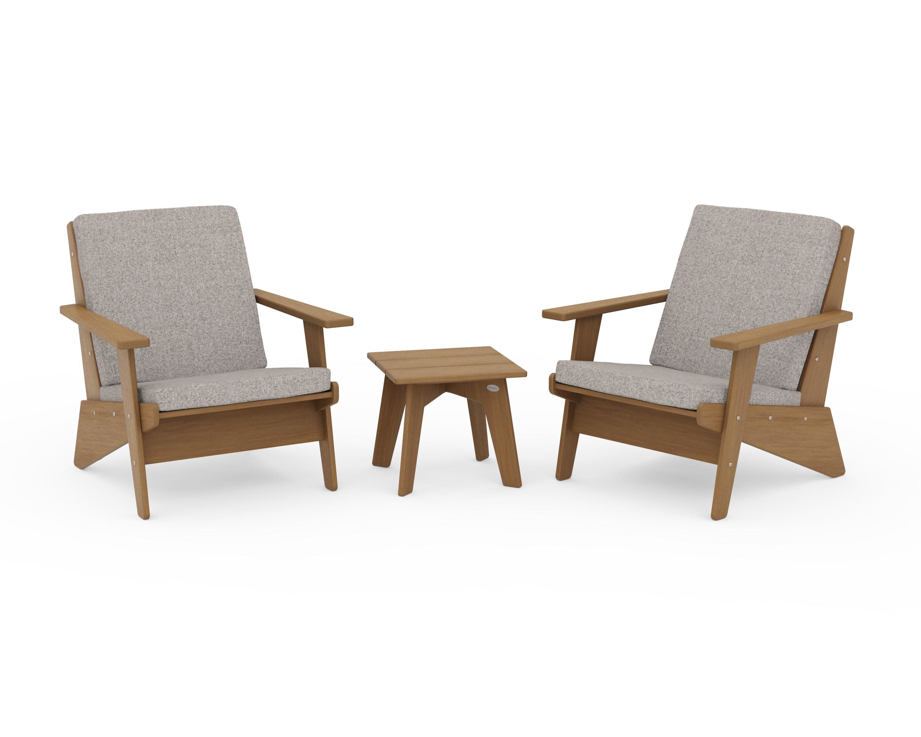 Riviera Modern Lounge 3-Piece Set in Natural / Weathered Tweed