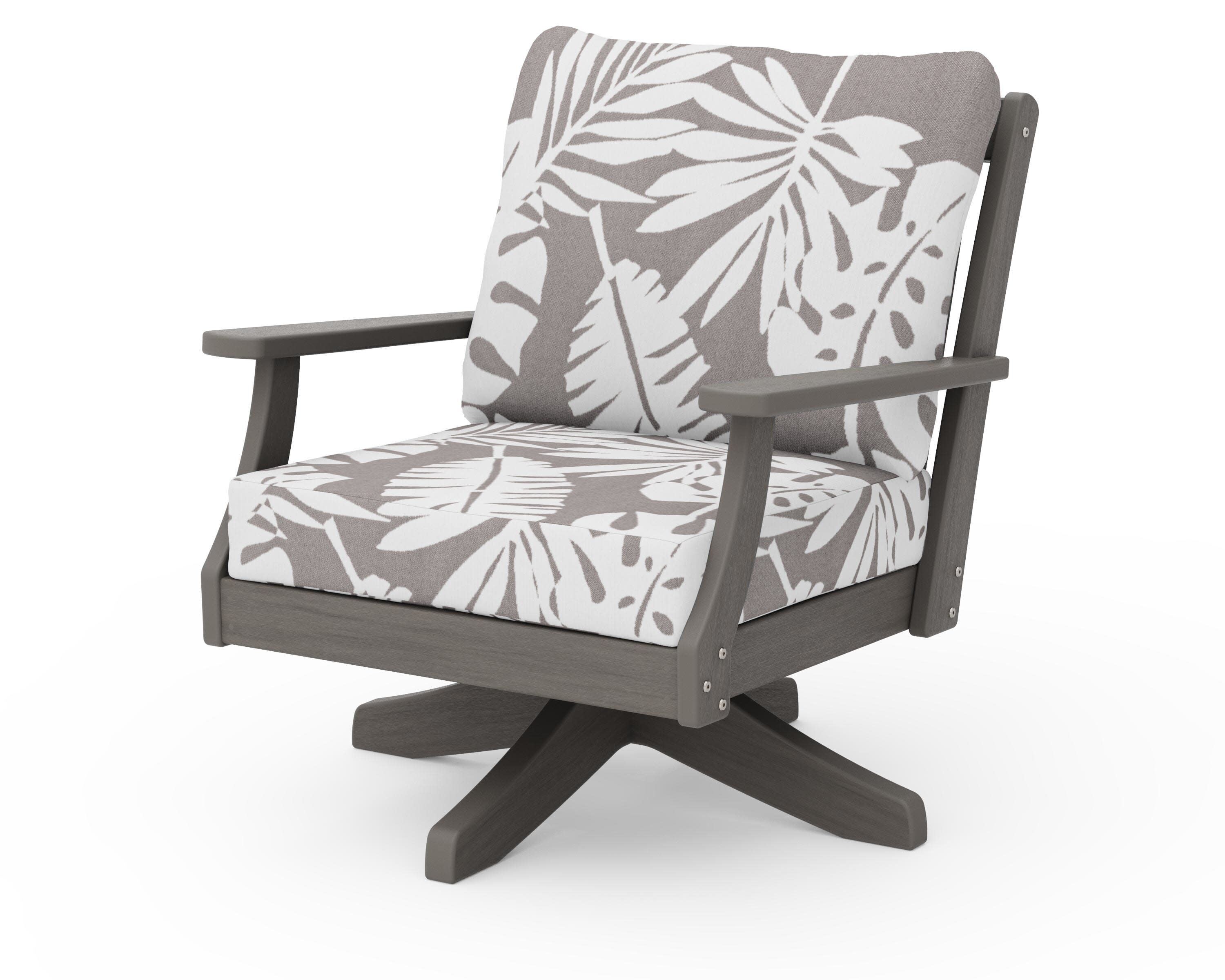 Braxton Deep Seating Swivel Chair in Driftwood / Leaf Grey Mist