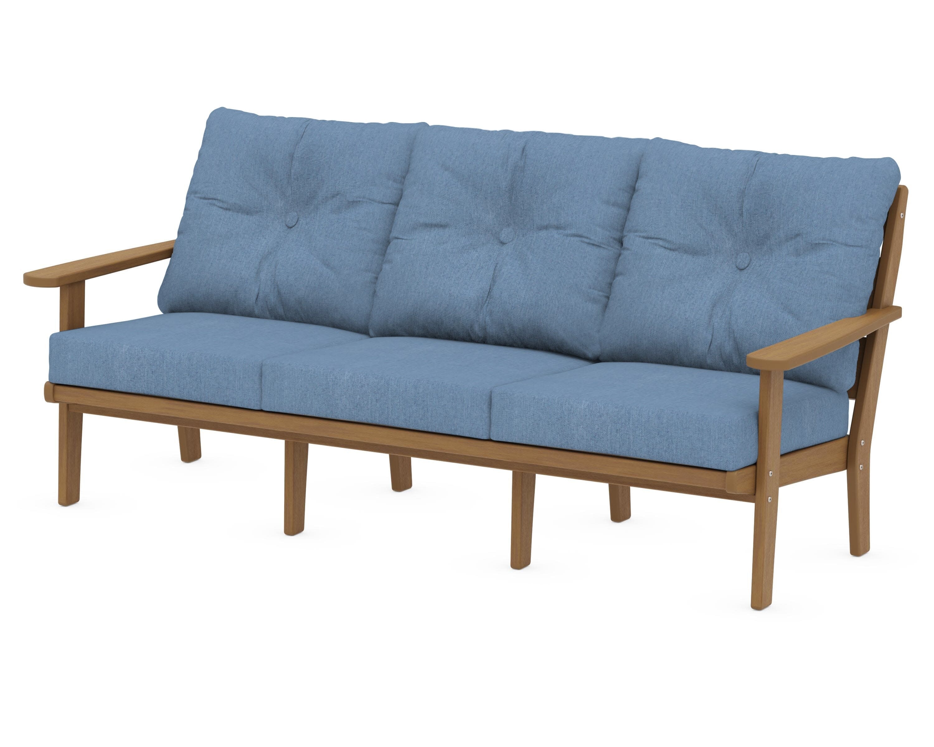 Lakeside Deep Seating Sofa in Natural / Sky Blue