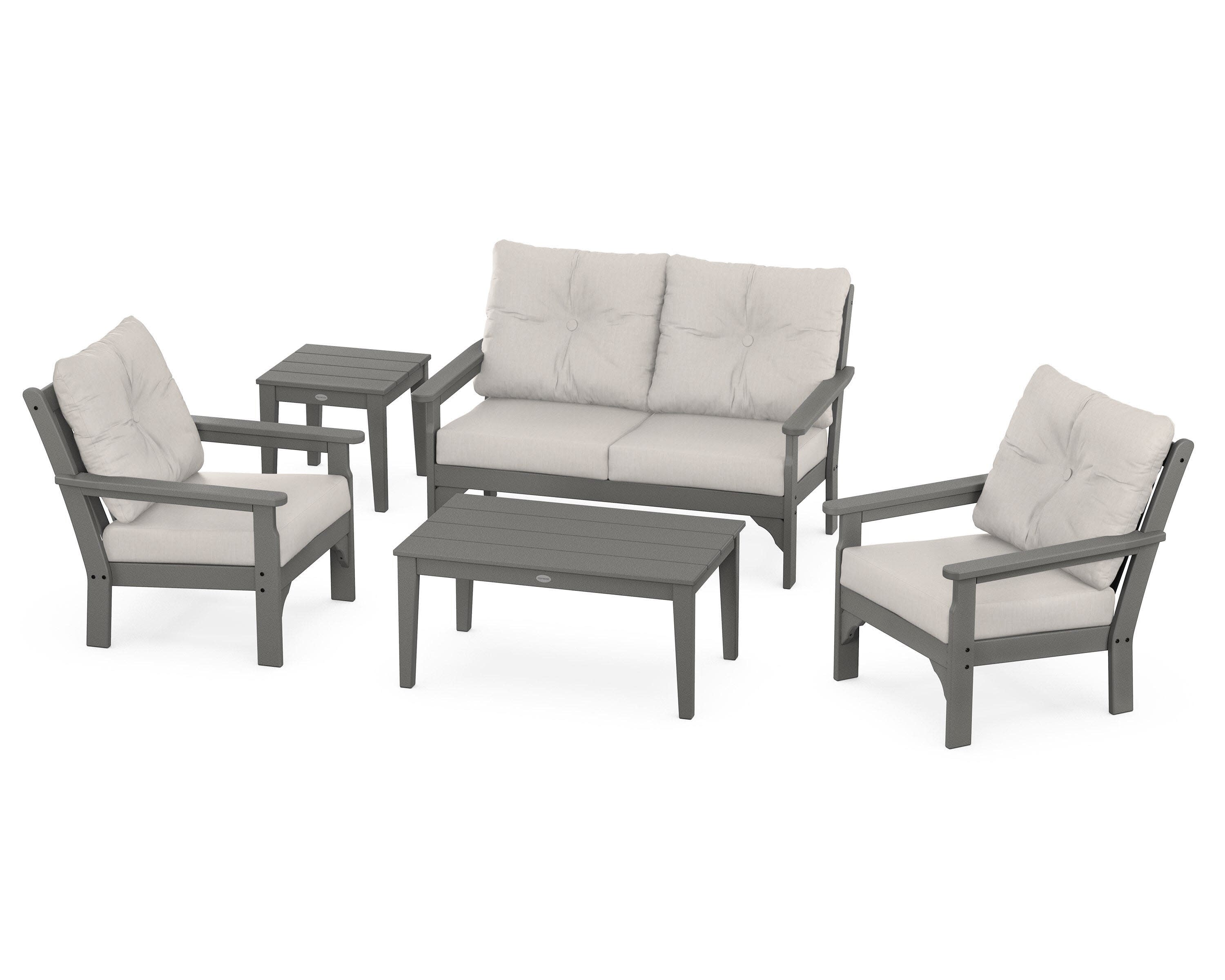Vineyard 5-Piece Deep Seating Set in Slate Grey / Cast Ash