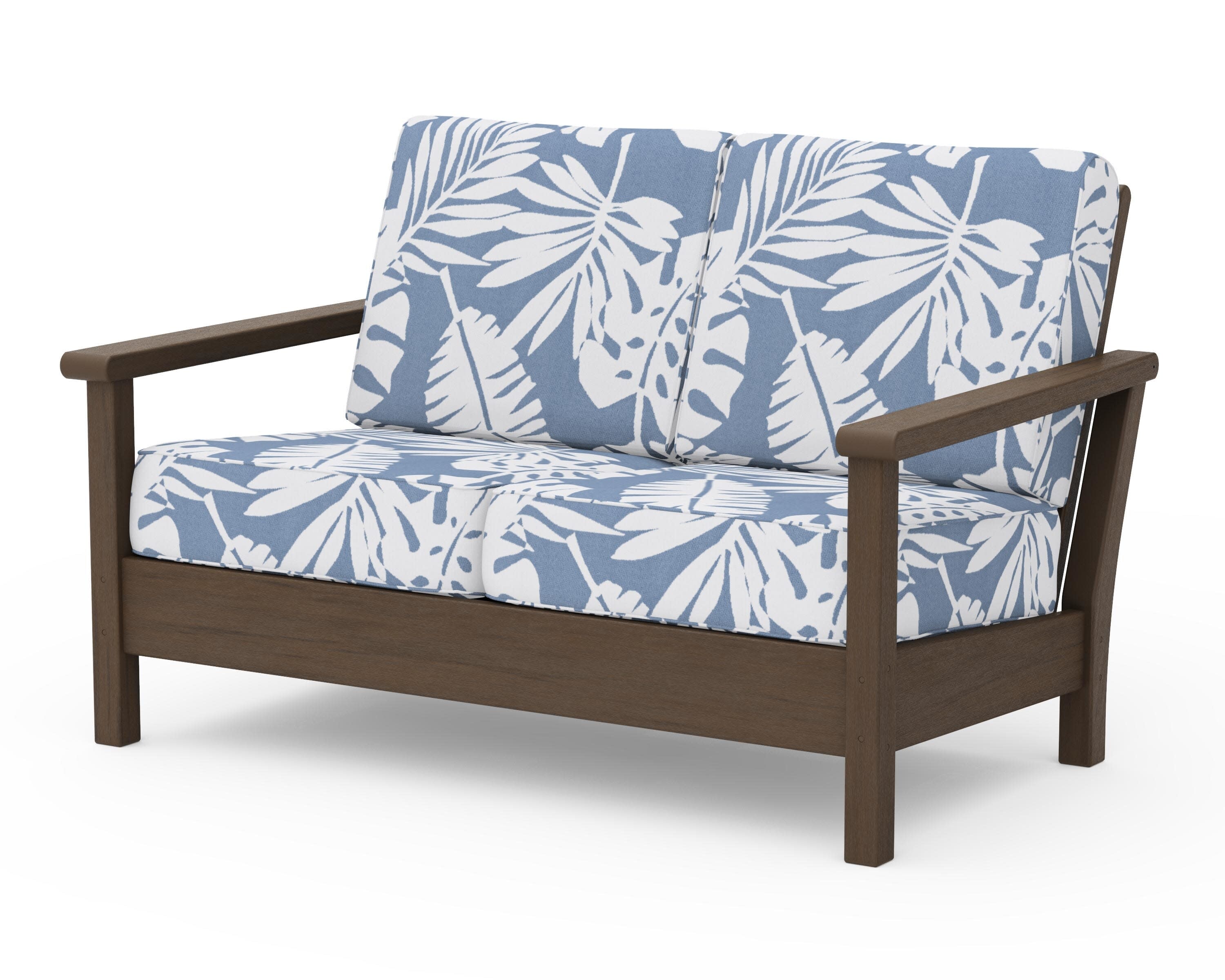 Harbour Deep Seating Loveseat in Kona / Leaf Sky Blue