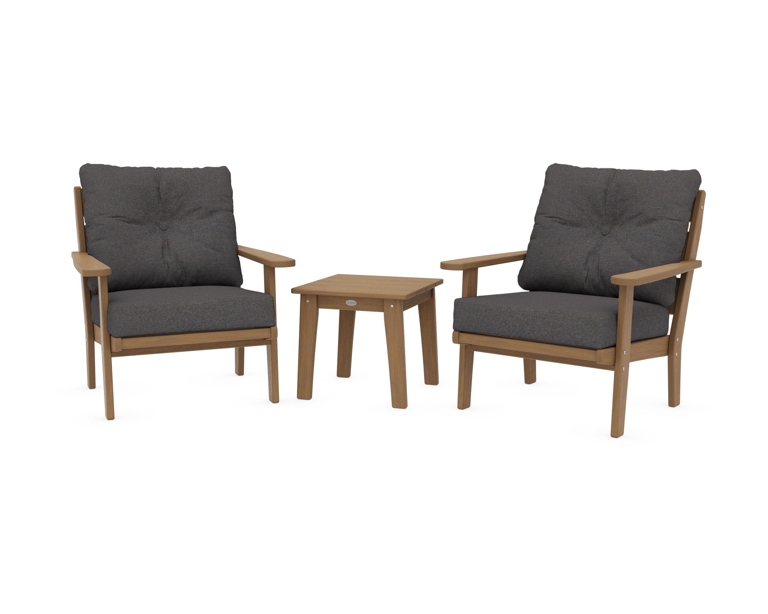 Lakeside 3-Piece Deep Seating Chair Set in Natural / Ash Charcoal
