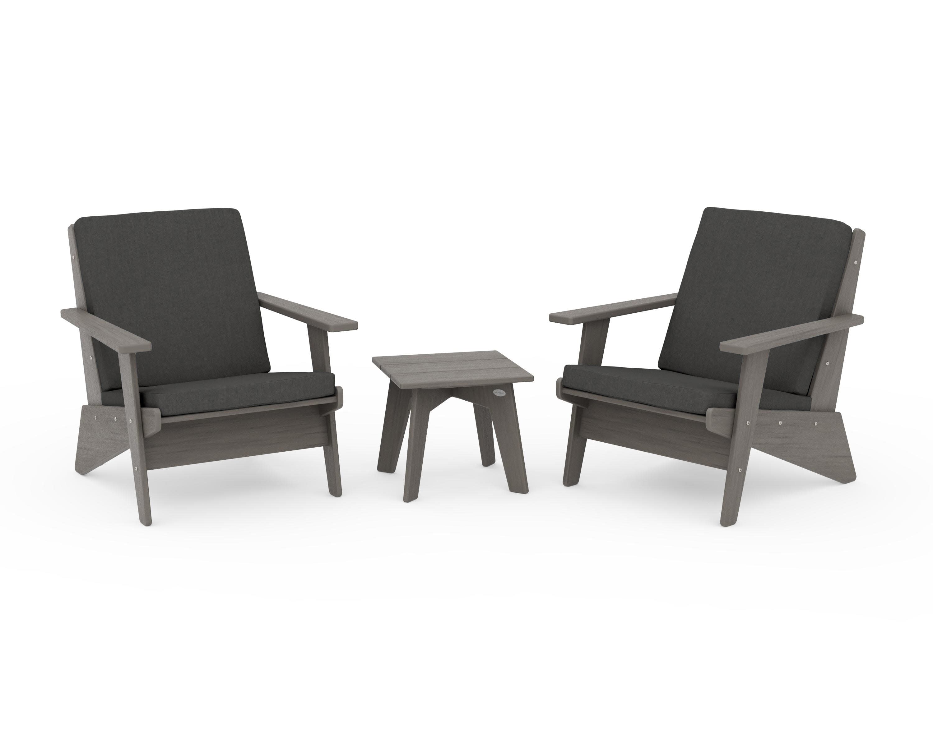 Riviera Modern Lounge 3-Piece Set in Driftwood / Spectrum Carbon