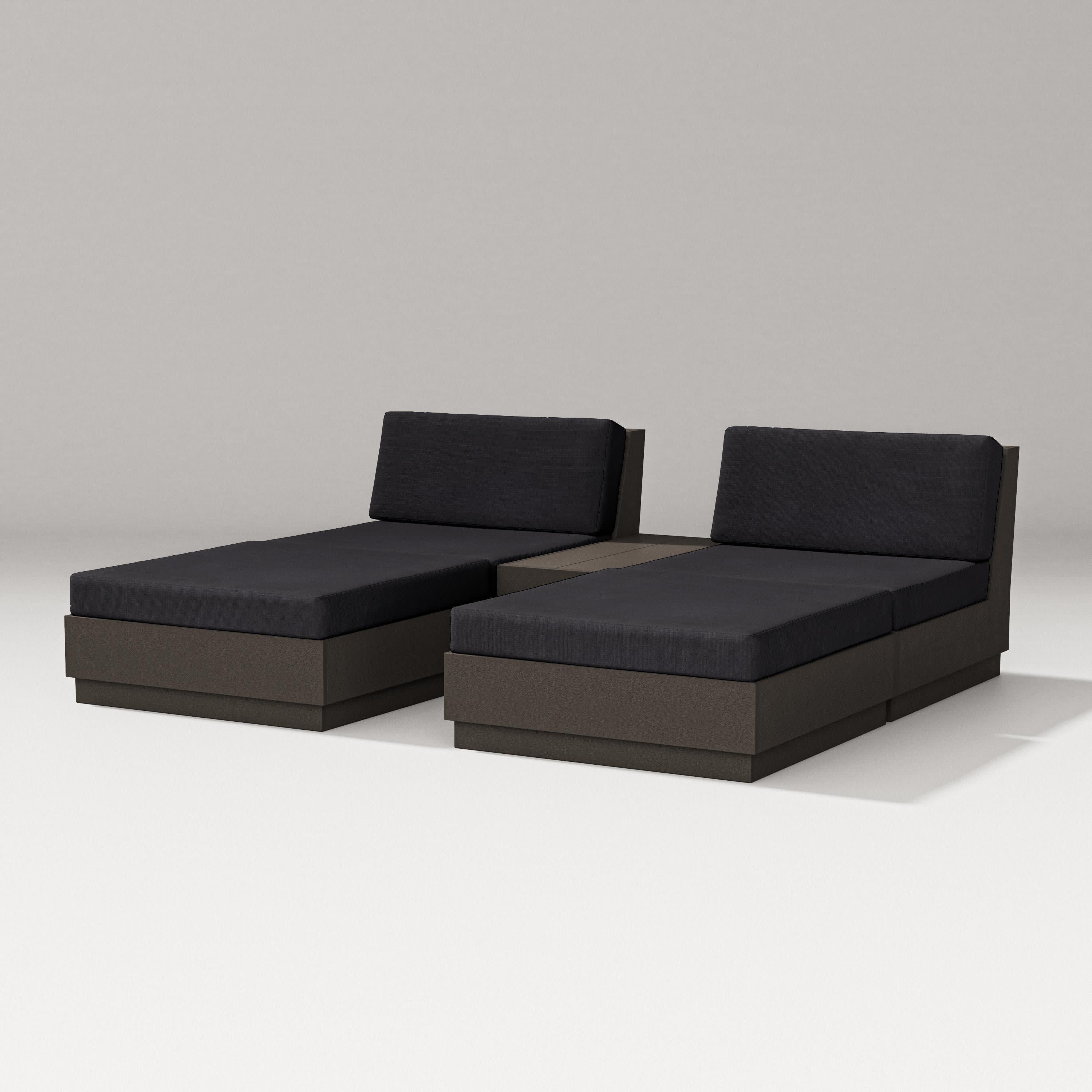 Elevate Double Chaise Set in Vintage Coffee / Midnight Linen
