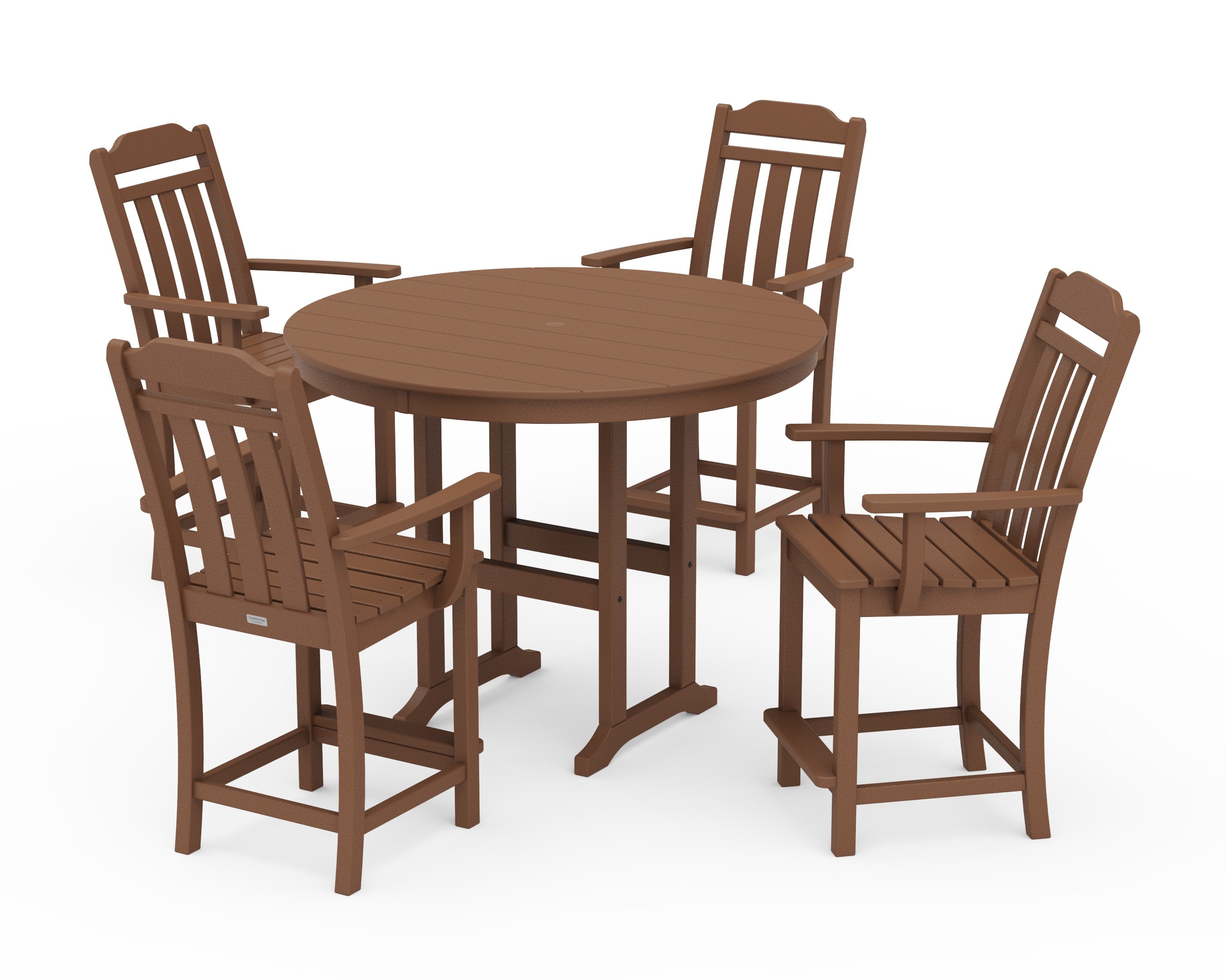Cottage 5-Piece Round Farmhouse Counter Set in Teak