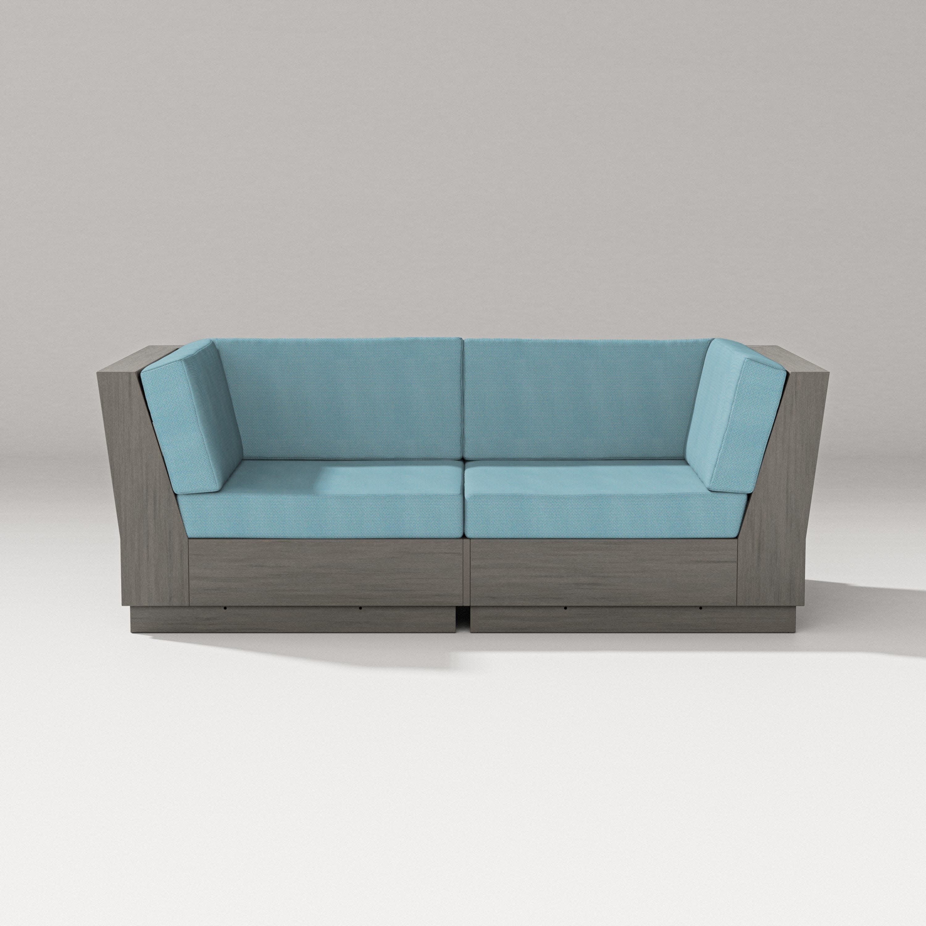 Elevate Loveseat Sectional in Driftwood / Lattice Sky Blue