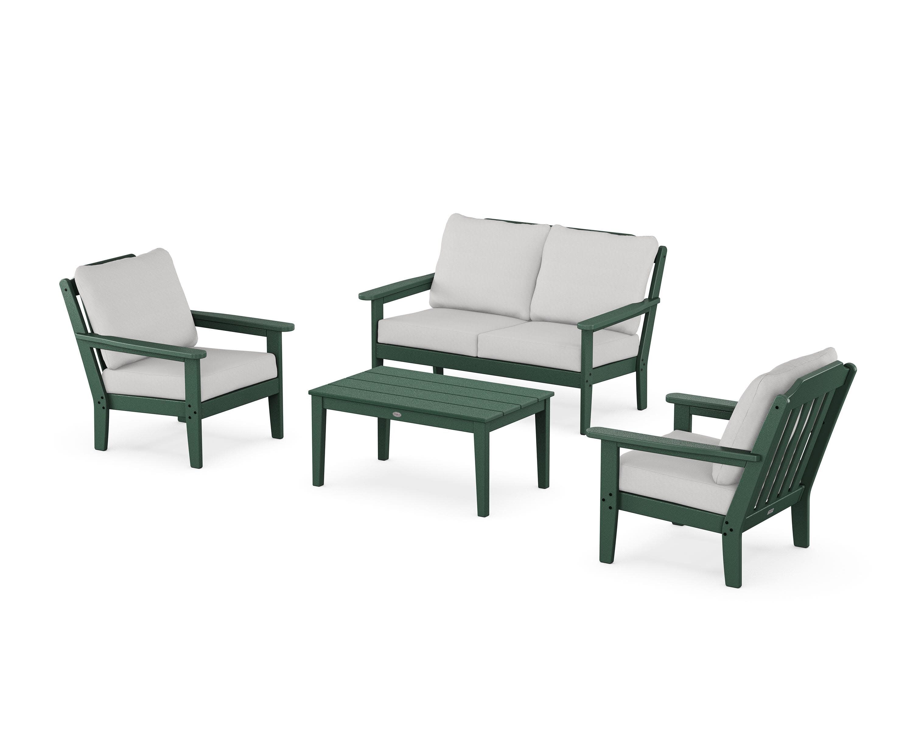 Cottage 4-Piece Deep Seating Set with Loveseat in Green / Diamond in the Rough