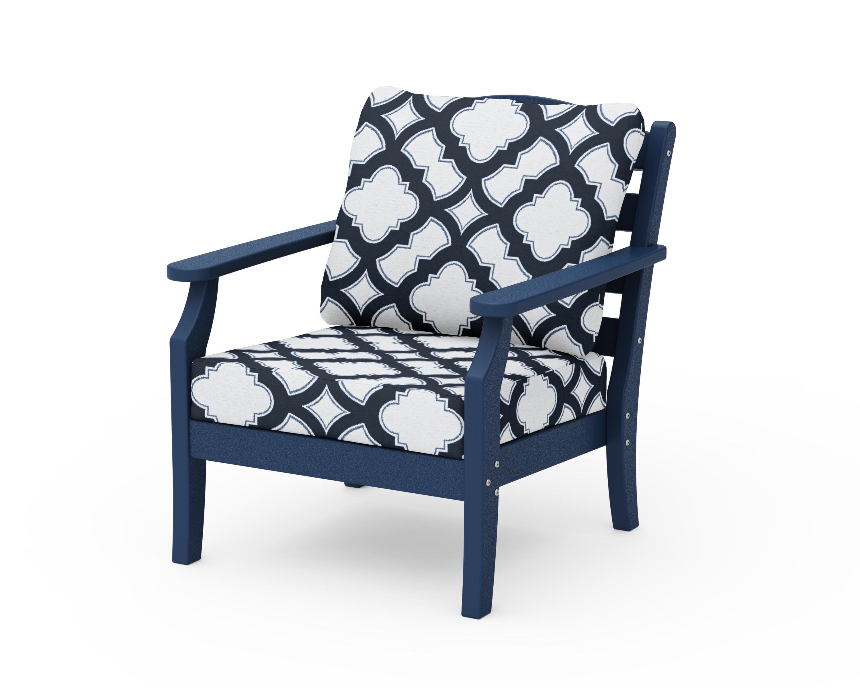Savannah Deep Seating Chair in Navy / Trellis Marine Indigo