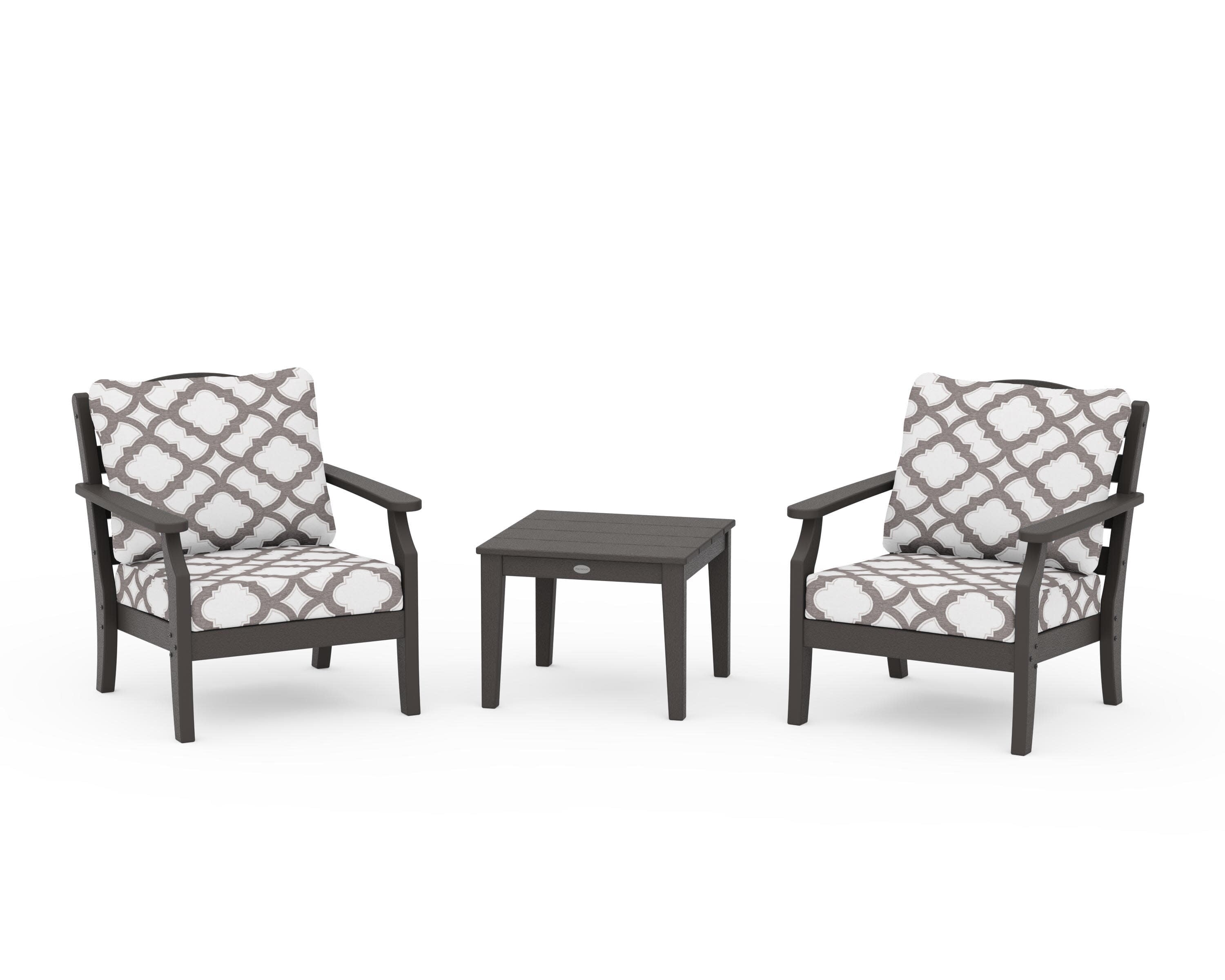 Savannah 3-Piece Deep Seating Set in Vintage Coffee / Trellis Grey Mist