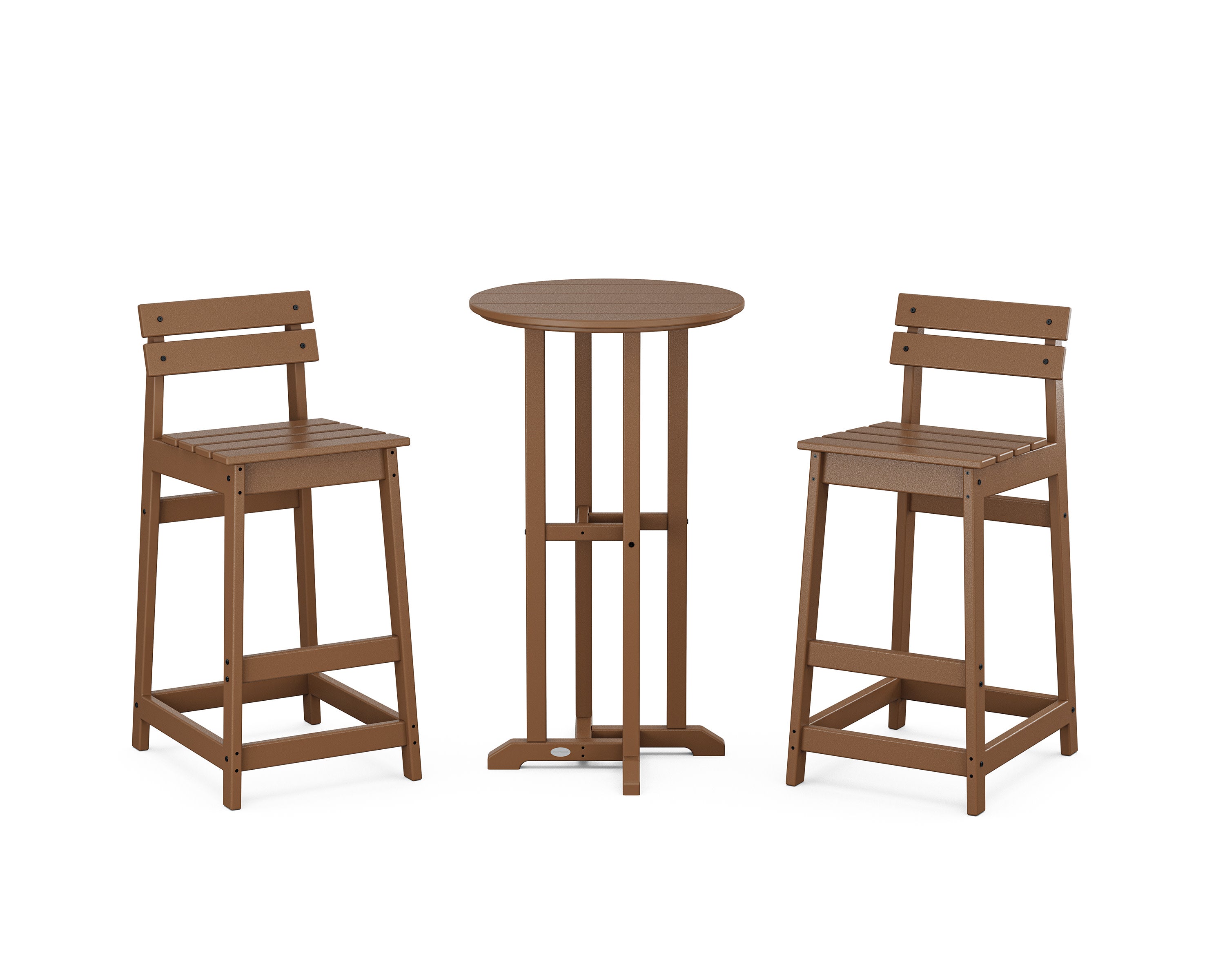 Modern Studio Plaza Lowback Bar Chair 3-Piece Bistro Set in Teak