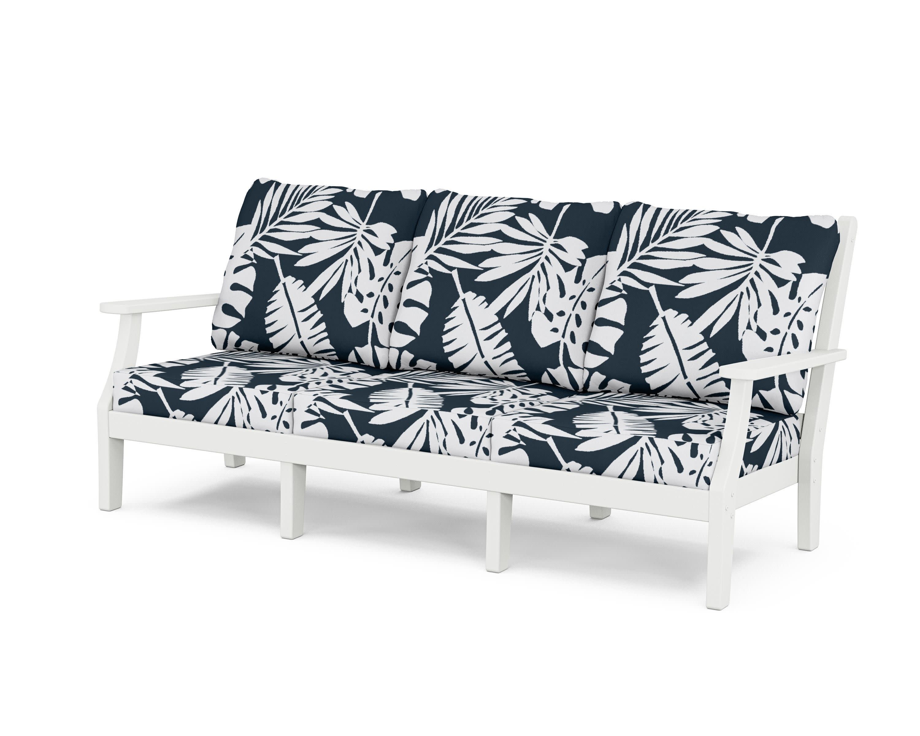 Wovendale Deep Seating Sofa in White / Leaf Marine Indigo