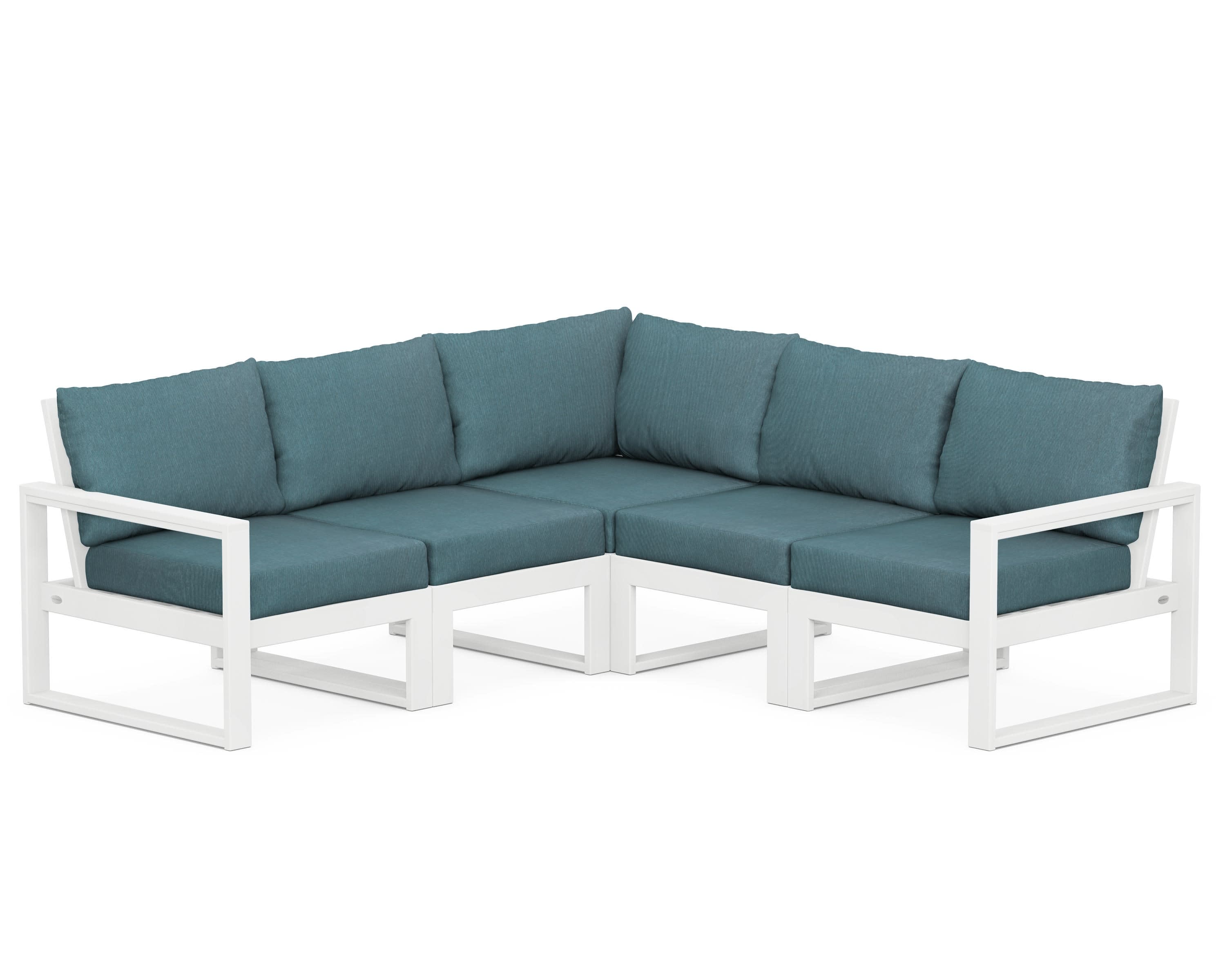 EDGE 5-Piece Modular Deep Seating Set in White / Ocean Teal