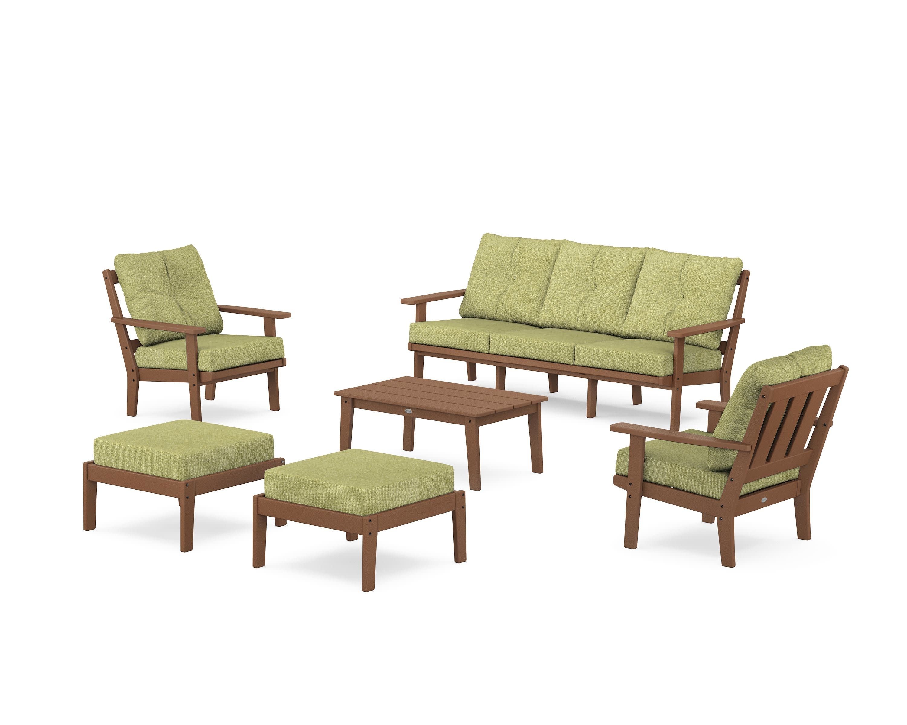 Oxford 6-Piece Lounge Sofa Set in Teak / Chartreuse Boucle