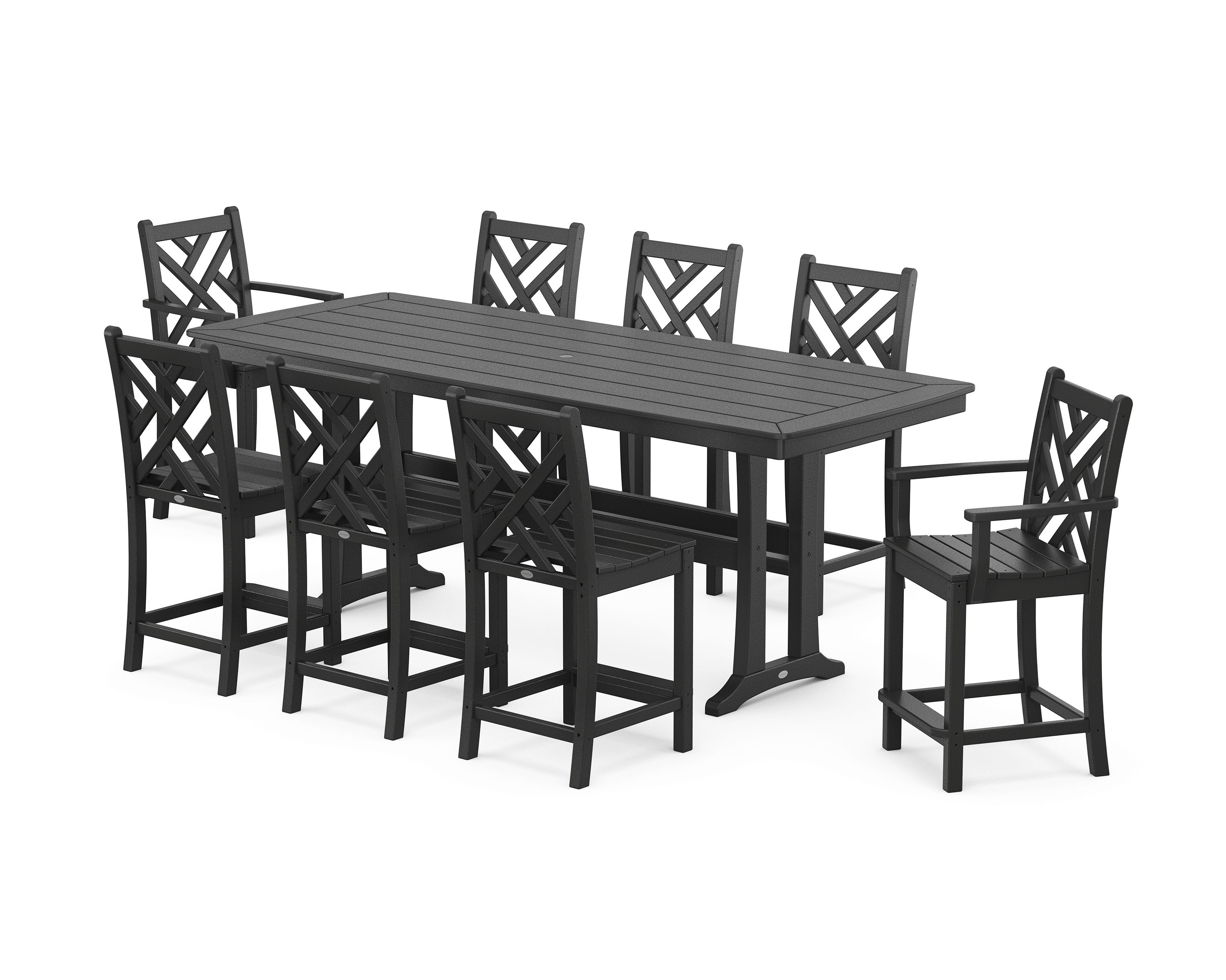 Chippendale 9-Piece Counter Set with Trestle Legs in Black