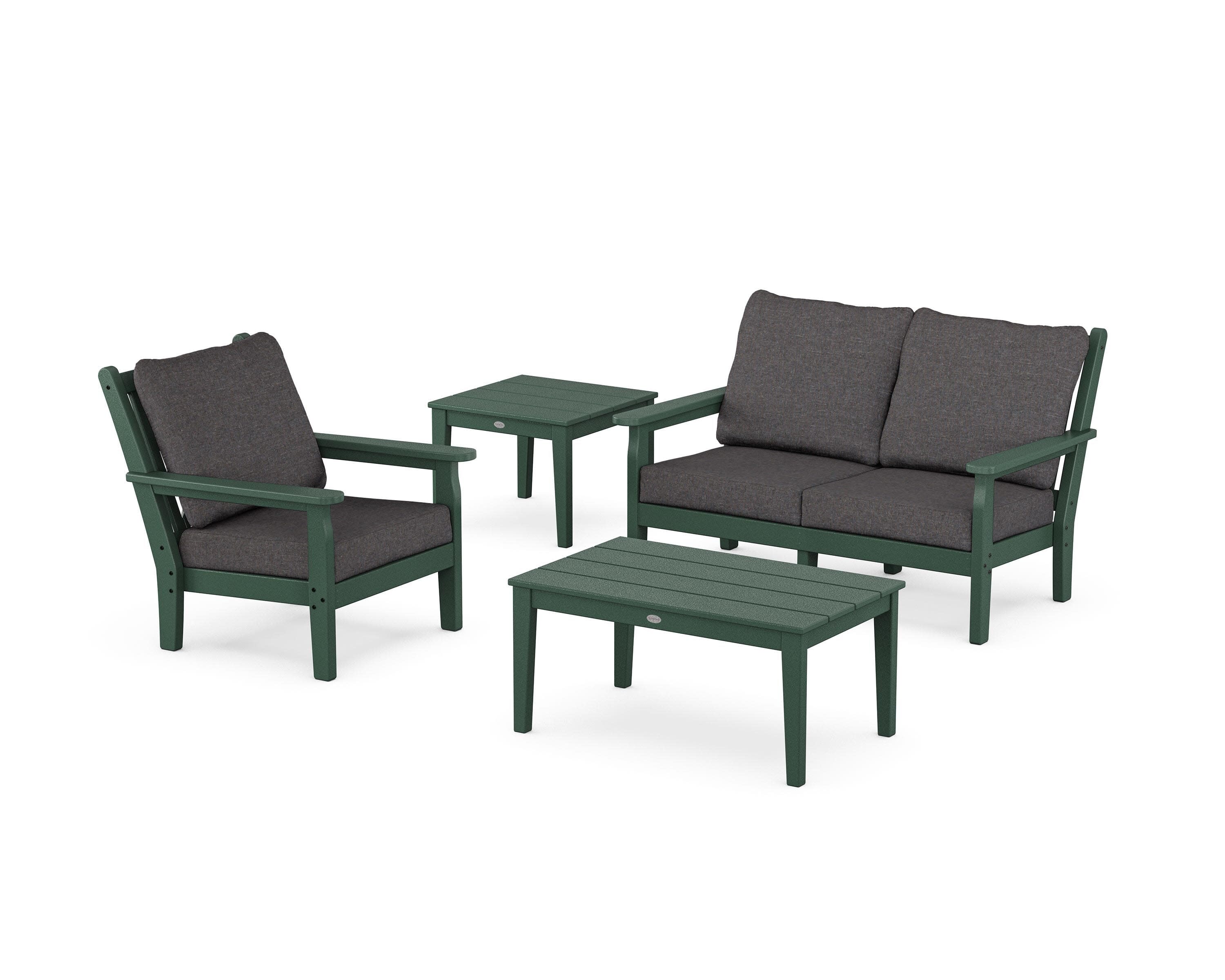 Chippendale 4-Piece Deep Seating Set in Green / Ash Charcoal