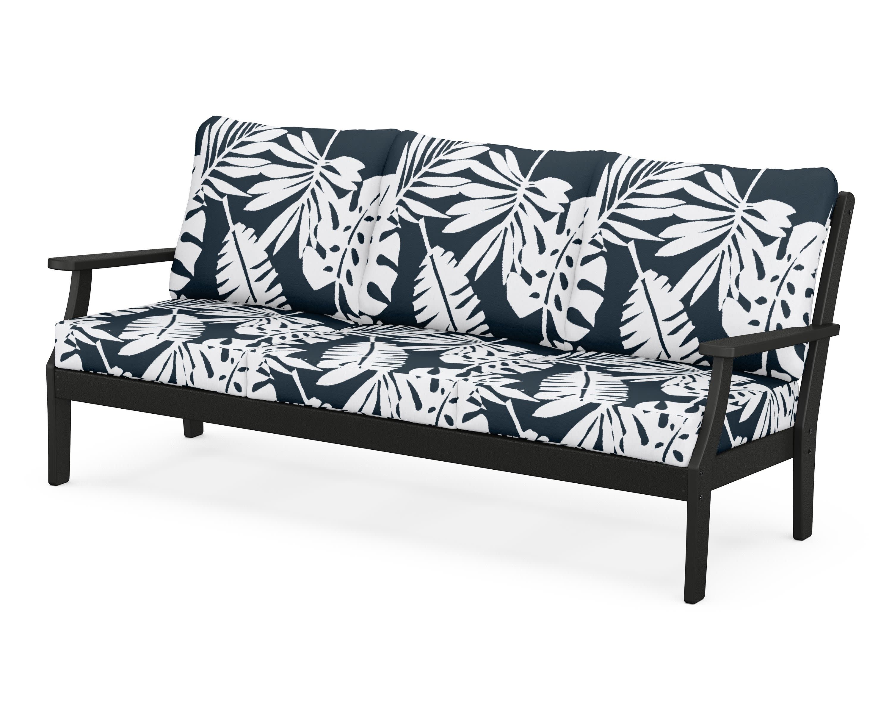 Braxton Deep Seating Sofa in Black / Leaf Marine Indigo