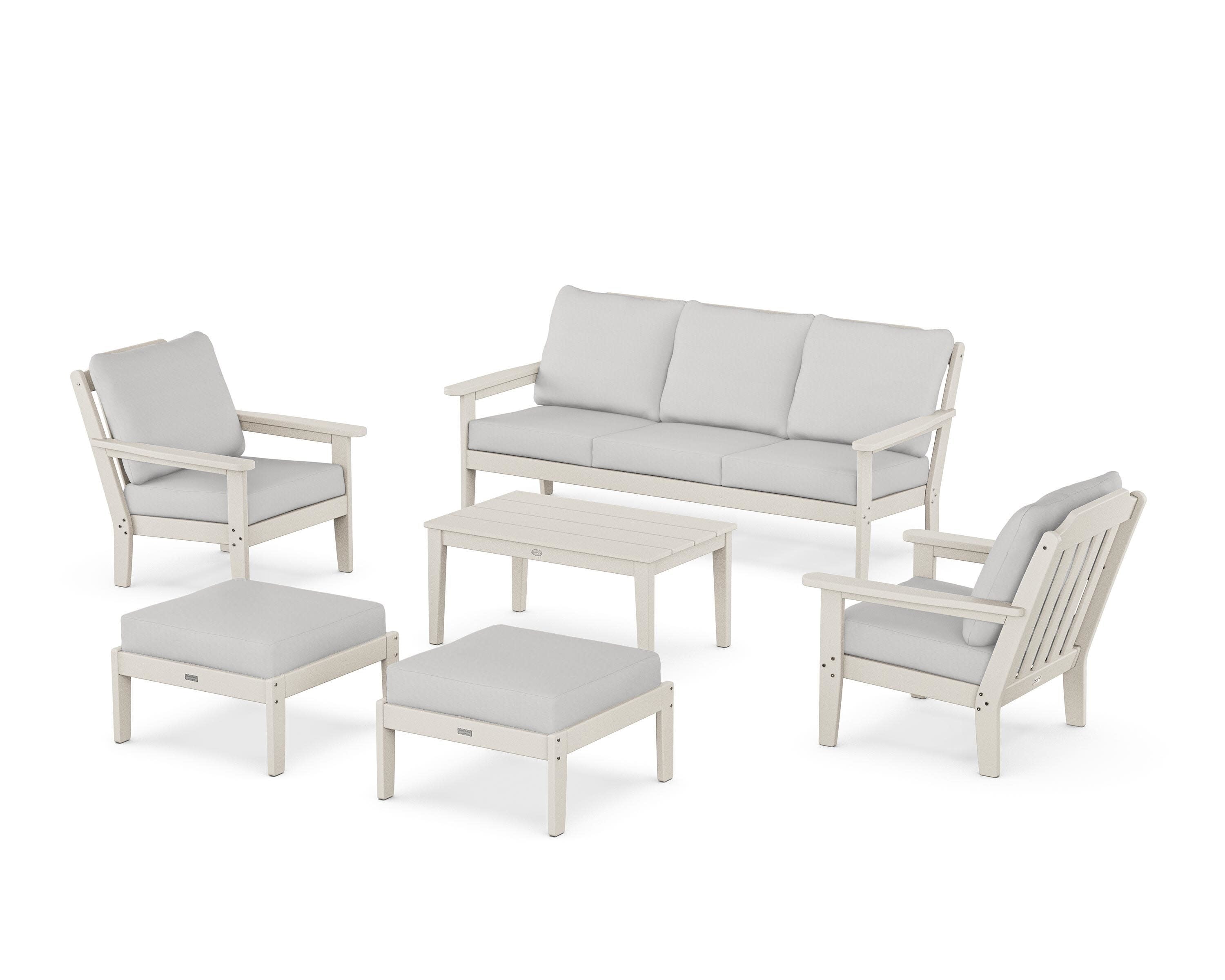 Cottage 6-Piece Lounge Sofa Set in Sand / Diamond in the Rough