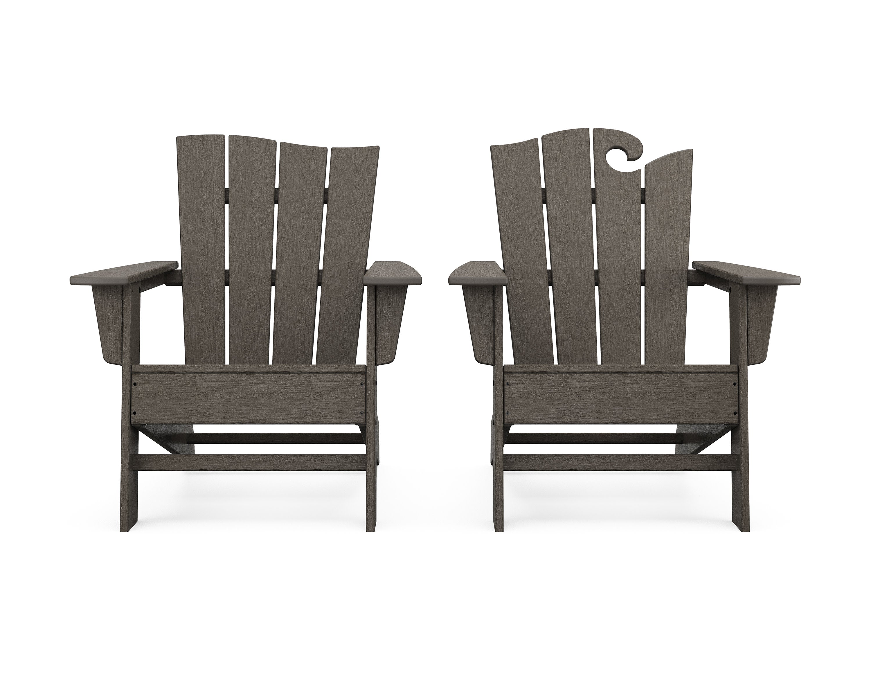 Wave 2-Piece Adirondack Set with The Wave Chair Left in Vintage Coffee