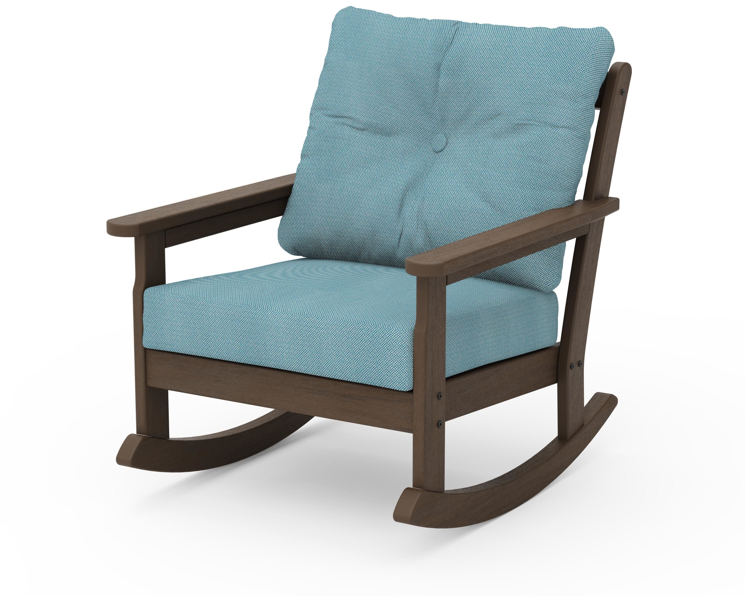 Vineyard Deep Seating Rocking Chair in Kona / Lattice Sky Blue