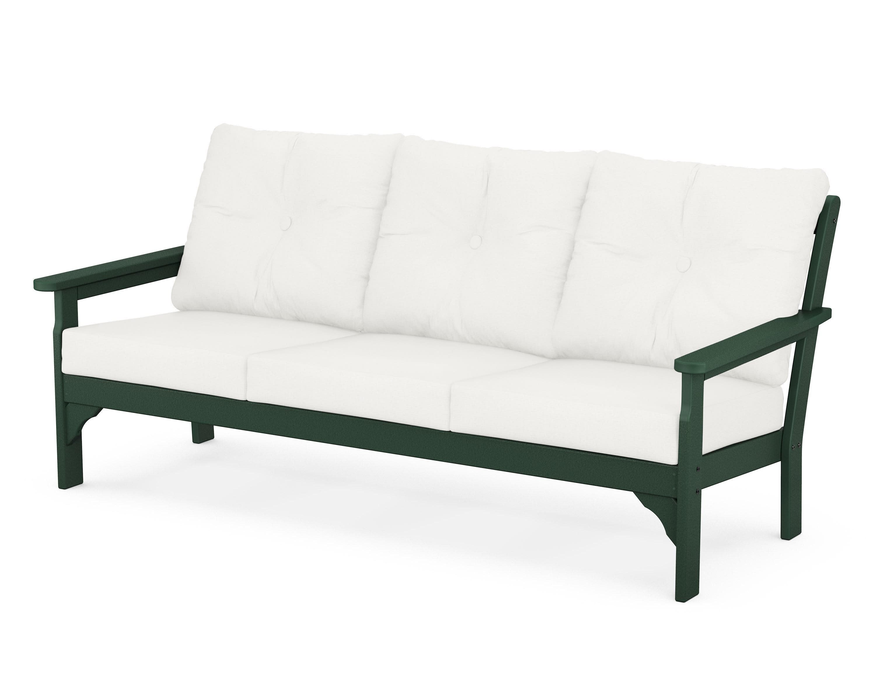 Vineyard Deep Seating Sofa in Green / Natural Linen