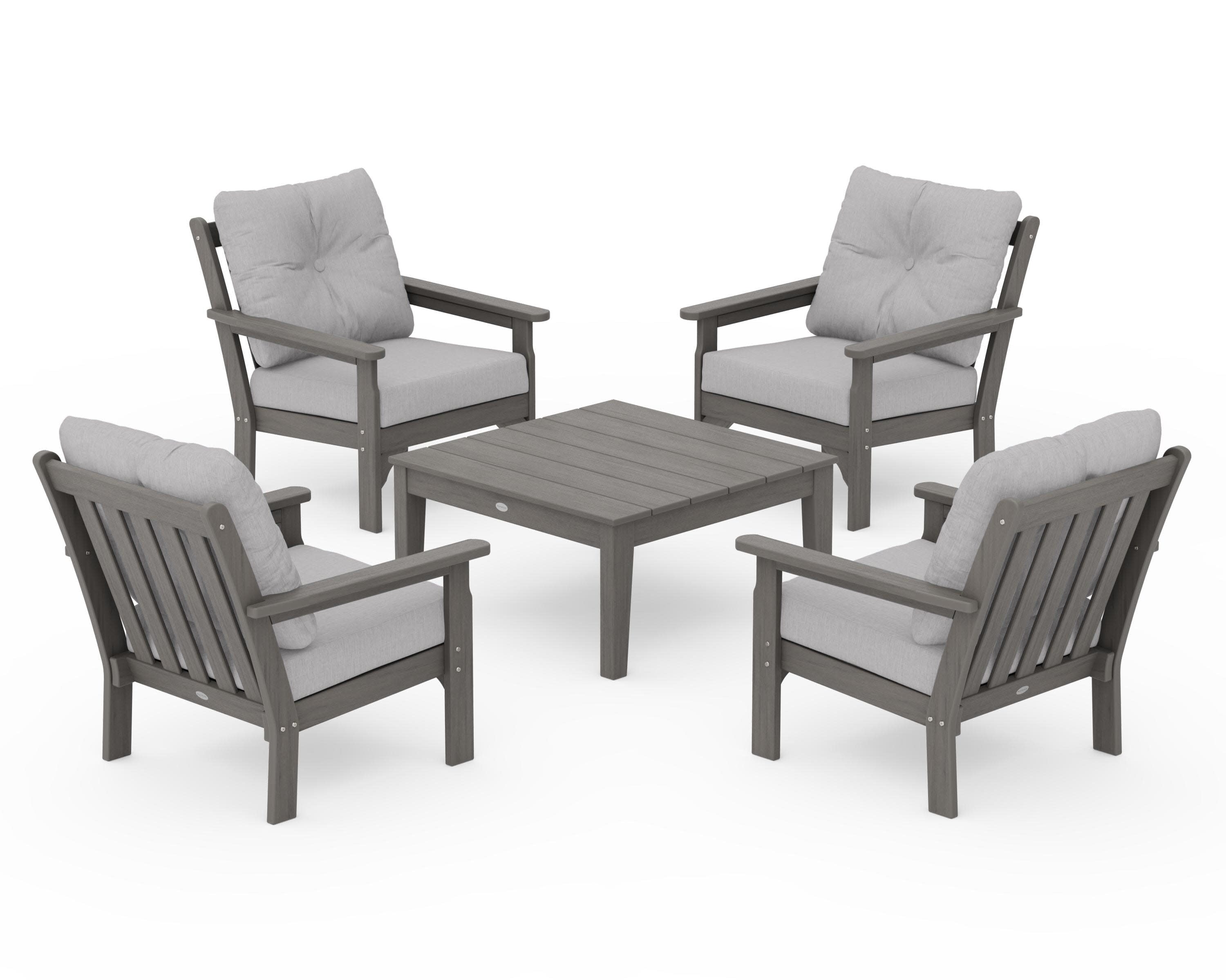 Vineyard 5-Piece Deep Seating Conversation Set in Driftwood / Granite