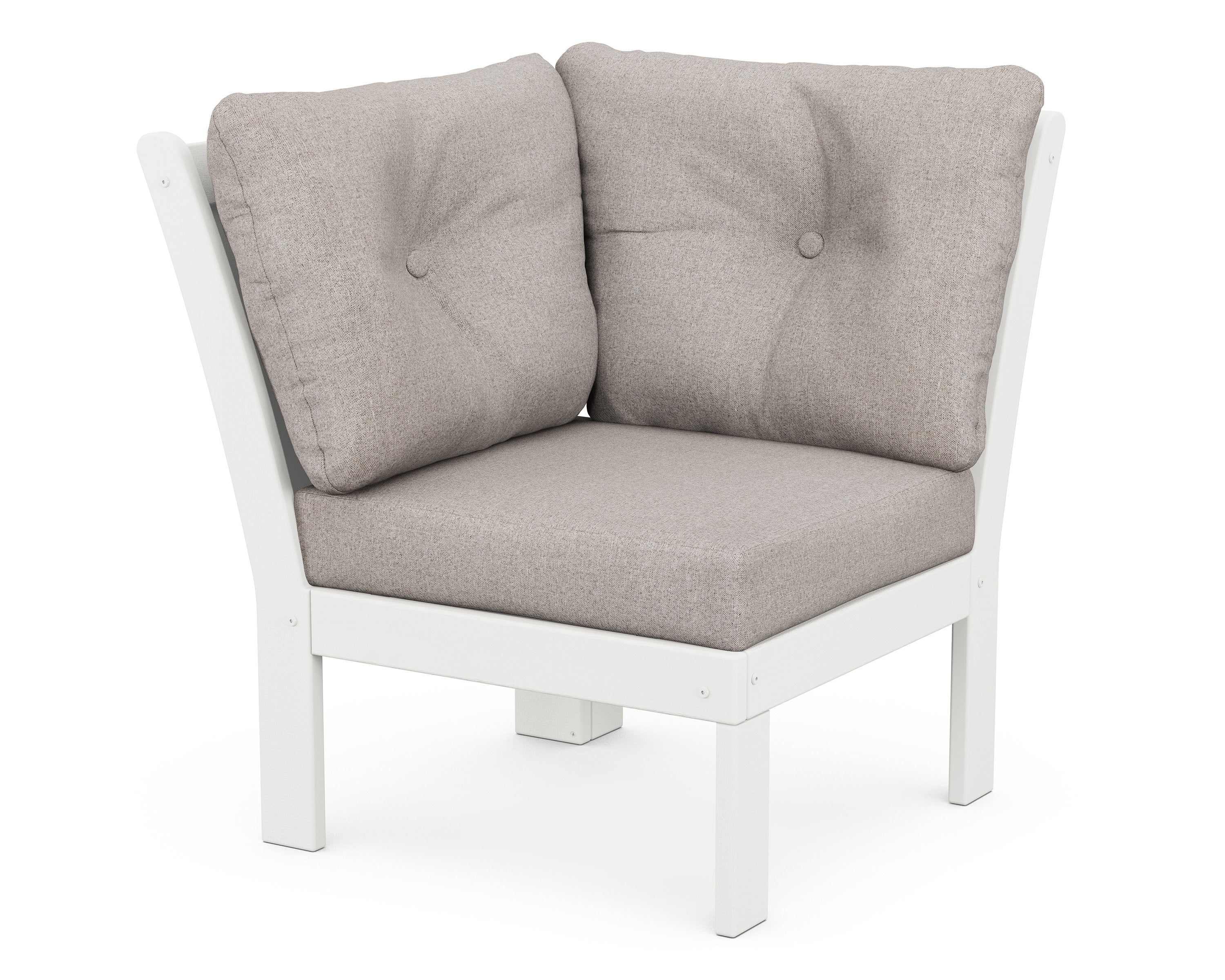 Vineyard Modular Corner Chair in Vintage White / Weathered Tweed