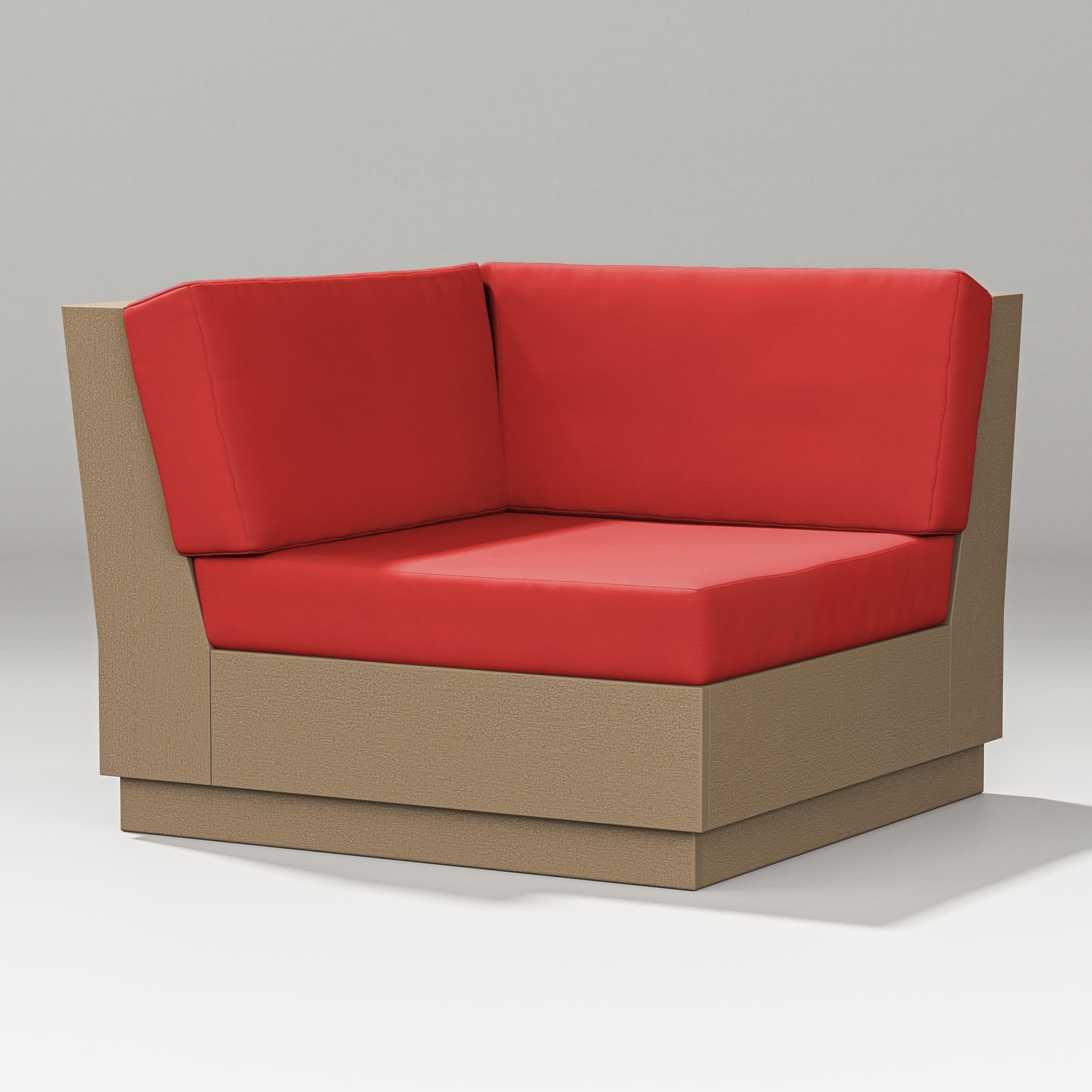 Elevate Modular Corner Chair in Vintage Sahara / Crimson Linen