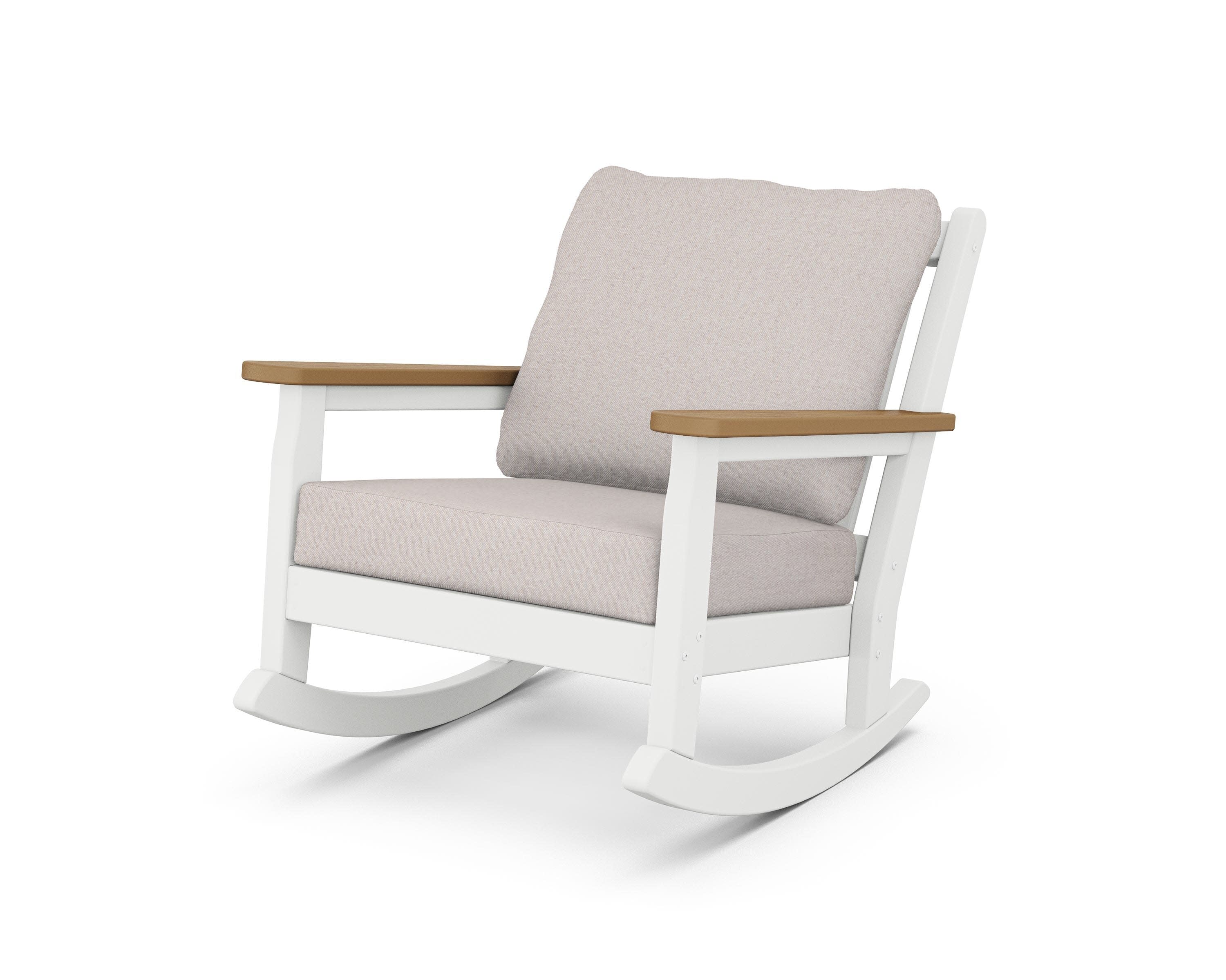 Chippendale Deep Seating Rocking Chair in White / Natural / Dune Burlap