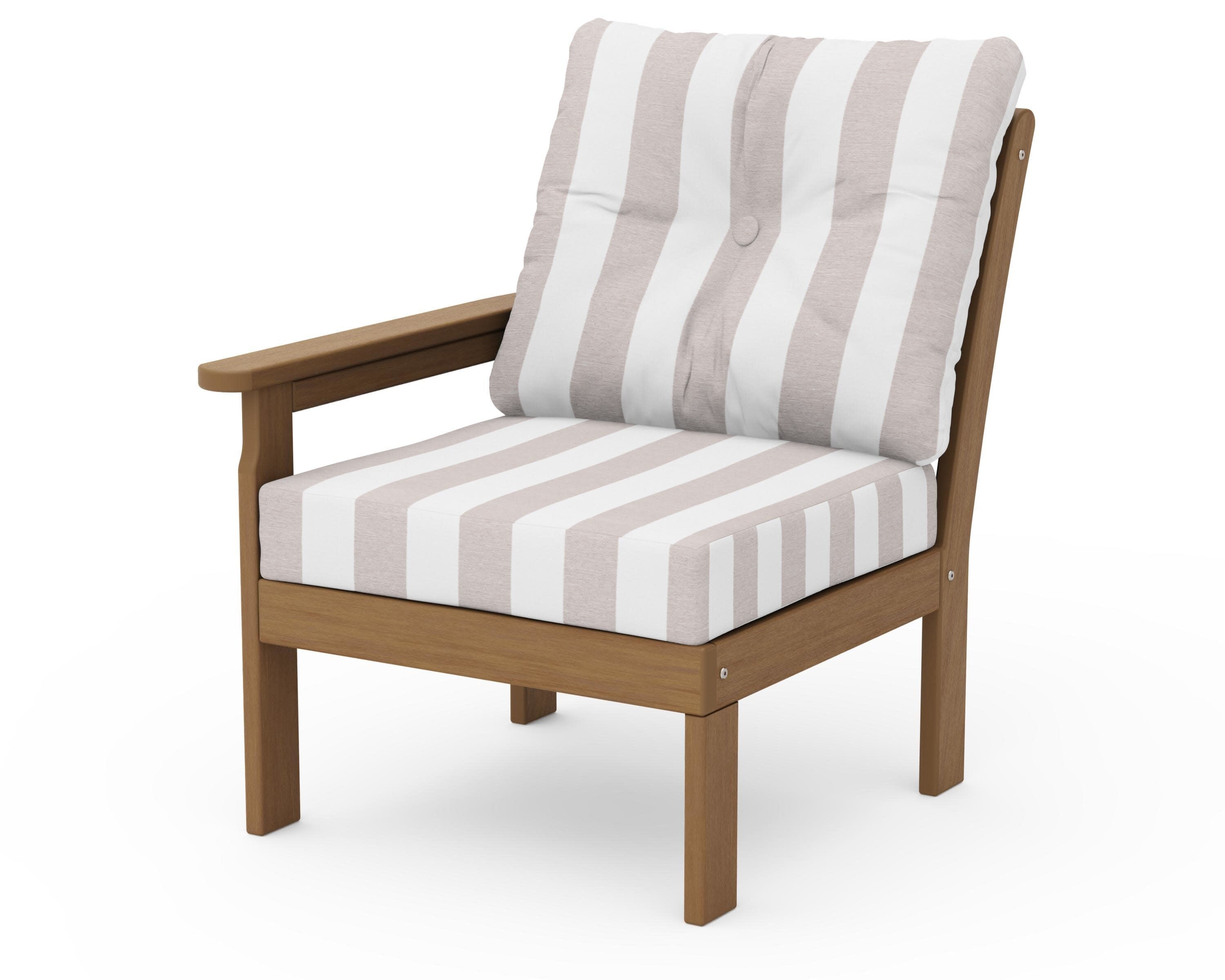 Vineyard Modular Left Arm Chair in Natural / Cabana Stripe Dune Burlap