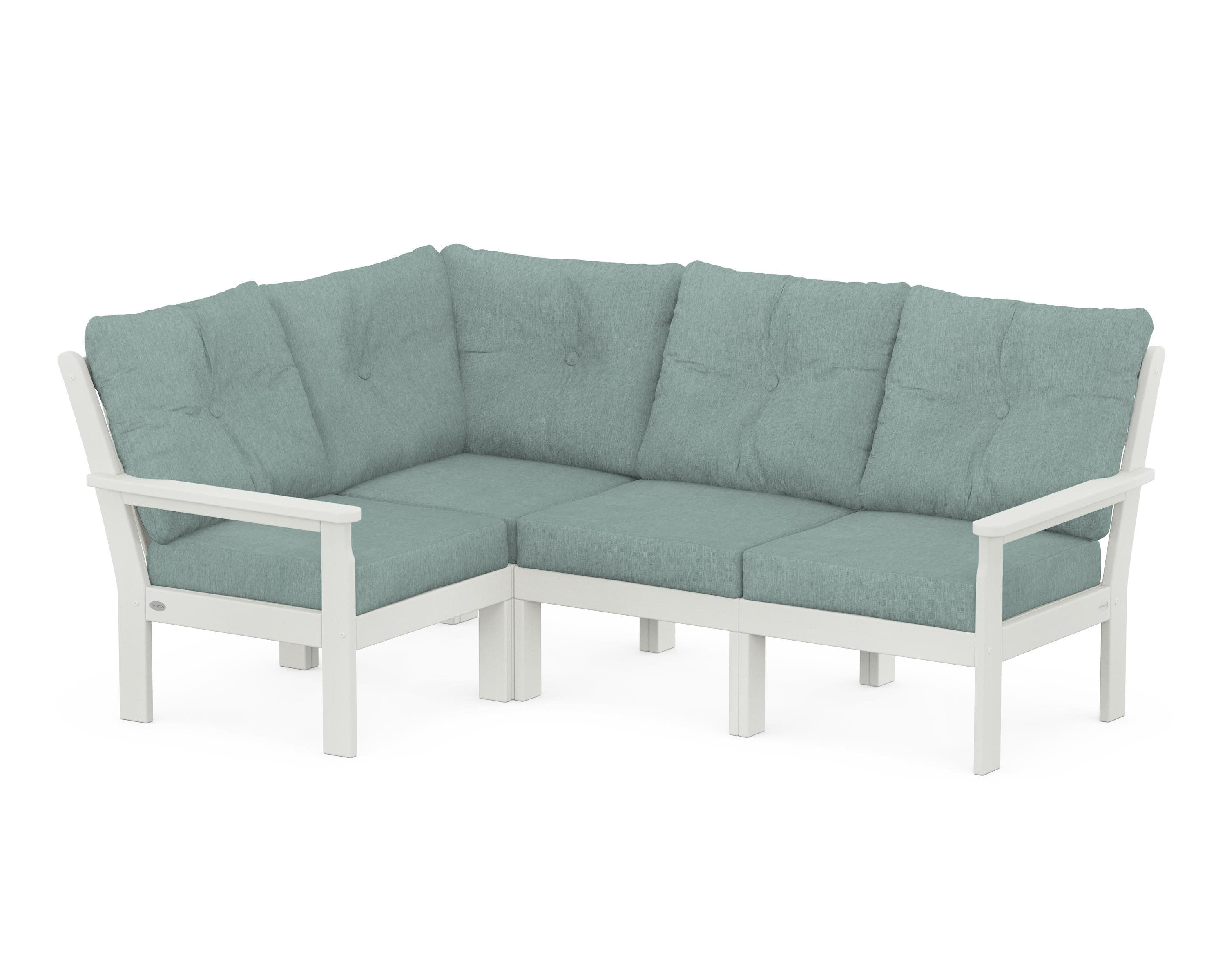 Vineyard 4-Piece Sectional in Vintage White / Glacier Spa