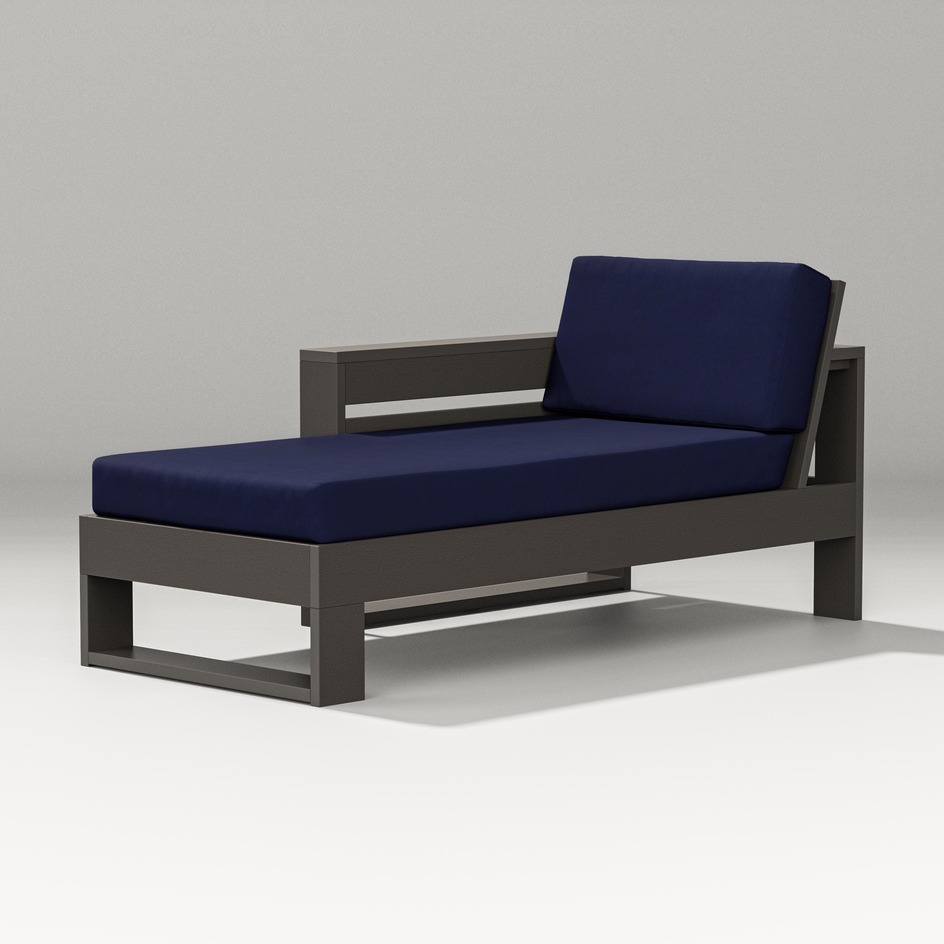 Latitude Modular Left Arm Chaise in Vintage Coffee / Navy