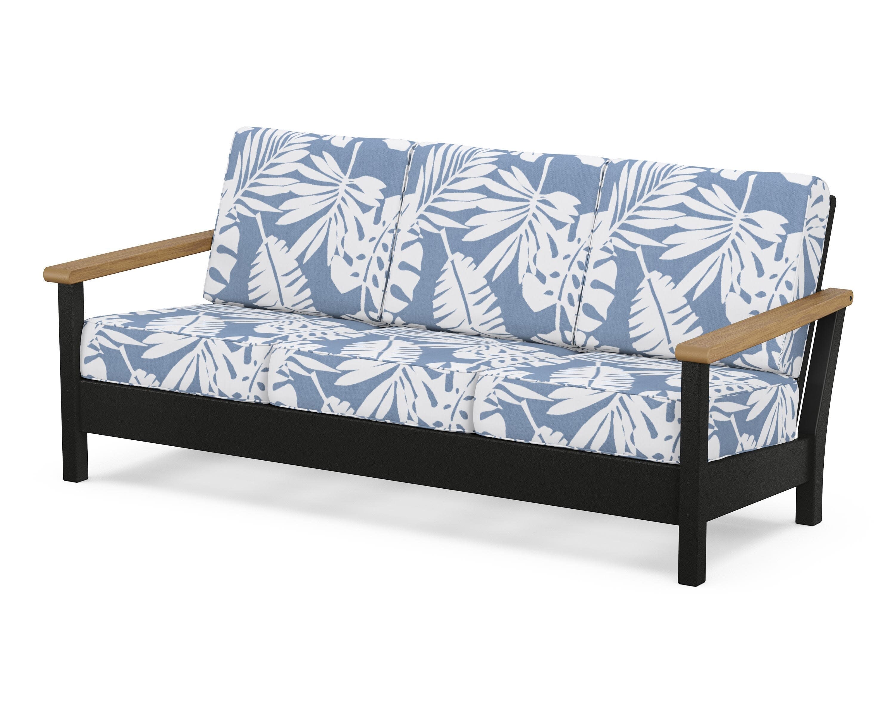 Harbour Deep Seating Sofa in Black / Natural / Leaf Sky Blue