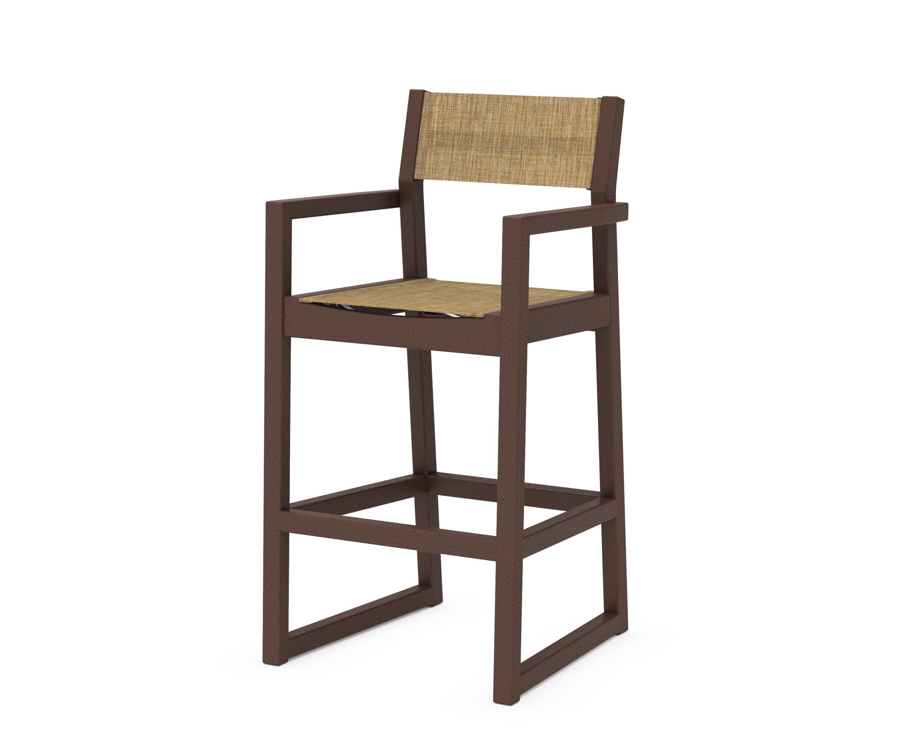 EDGE Sling Bar Arm Chair in Mahogany / Burlap Sling