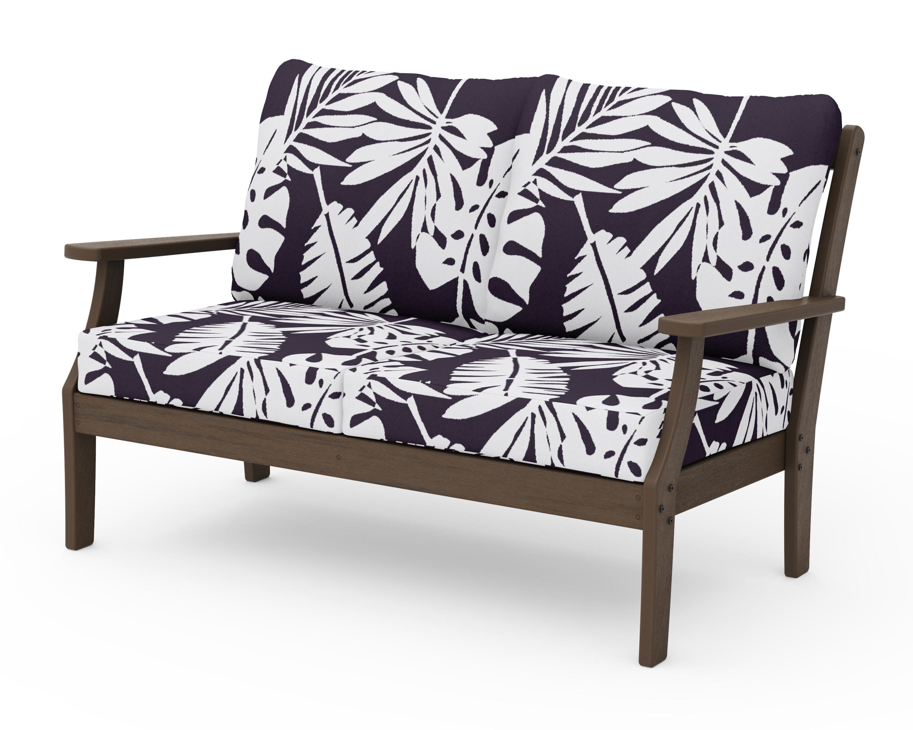 Braxton Deep Seating Loveseat in Kona / Leaf Navy