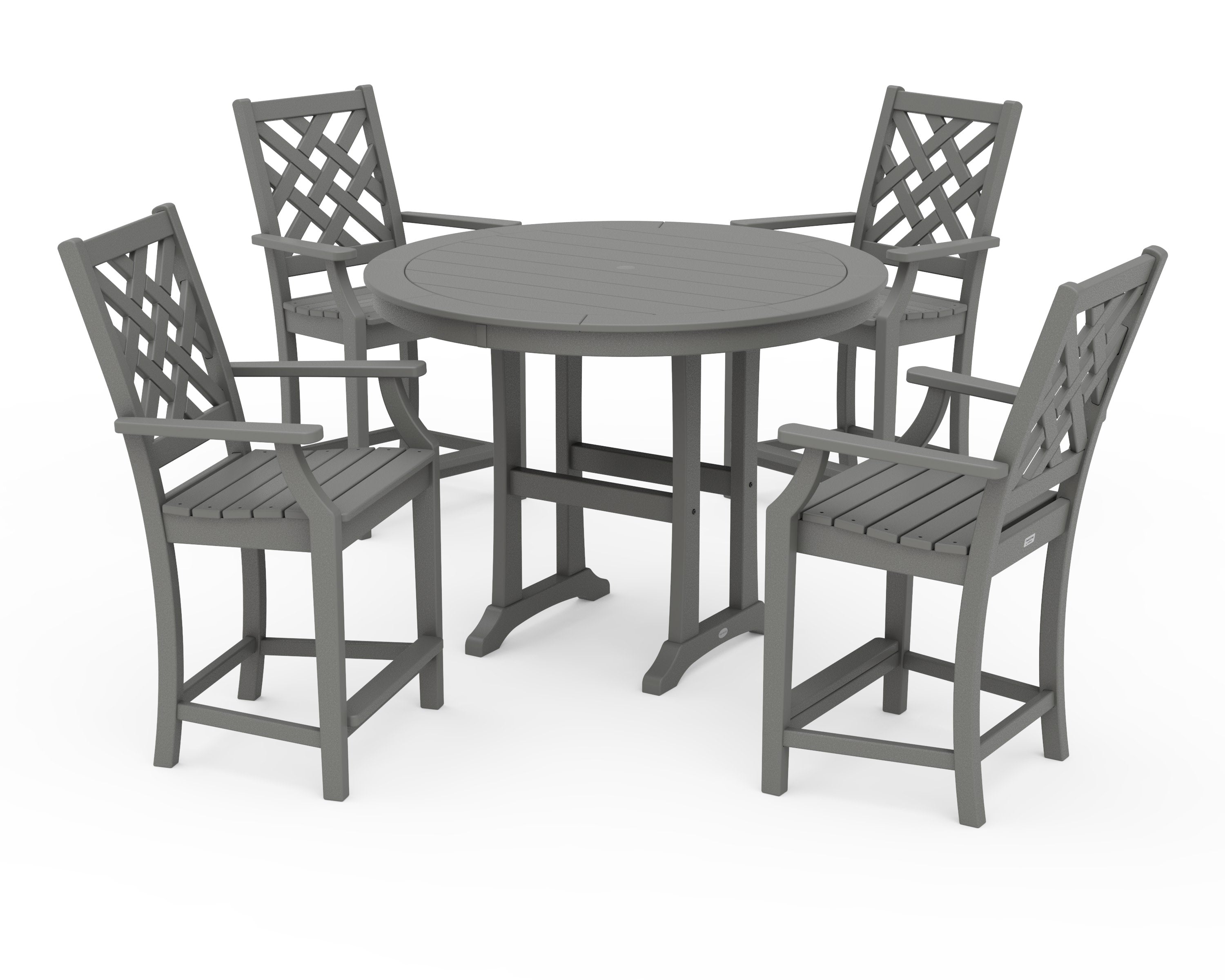 Wovendale 5-Piece Round Counter Set in Slate Grey