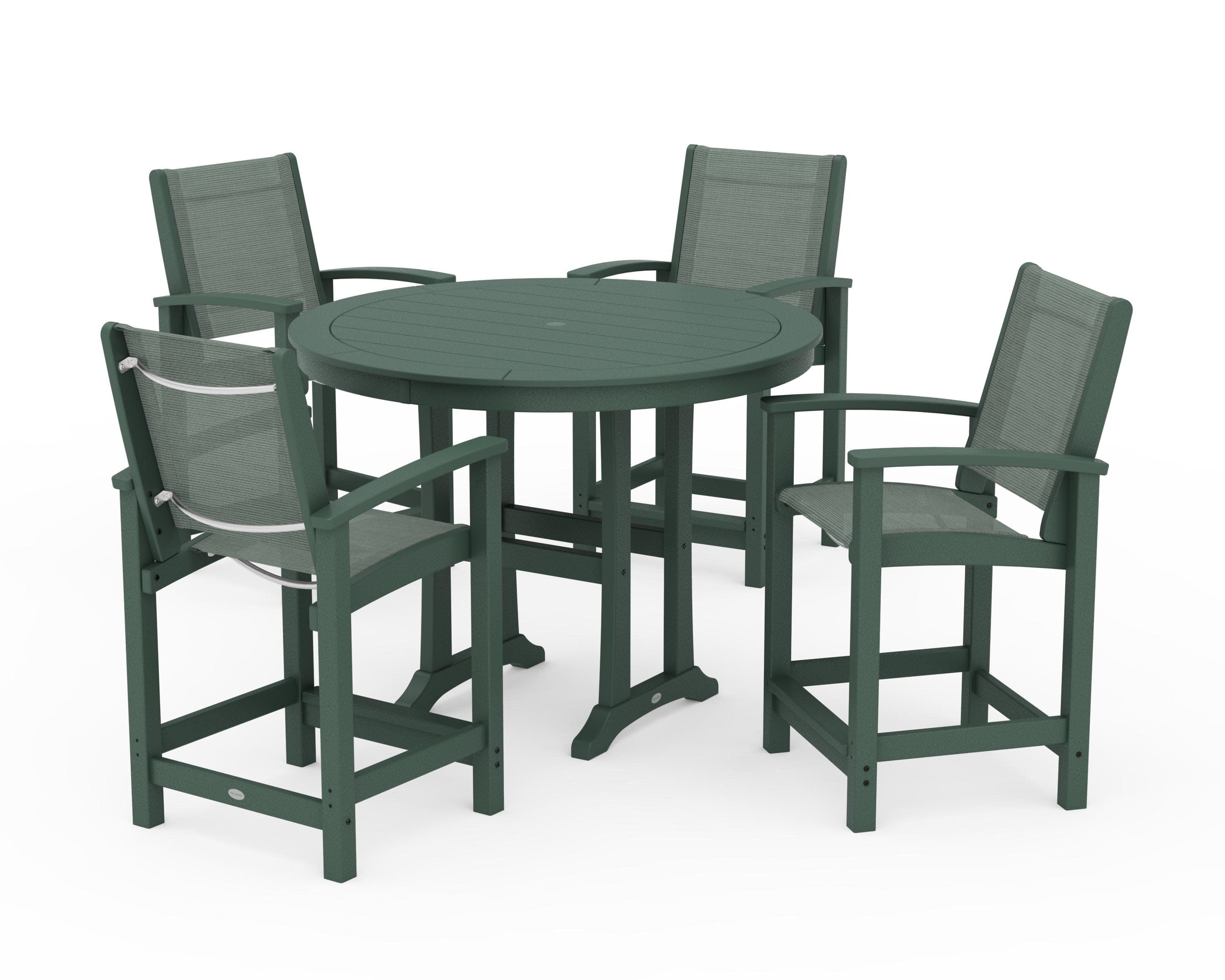 Coastal 5-Piece Counter Set in Green / Dupioni Sea Mist Sling