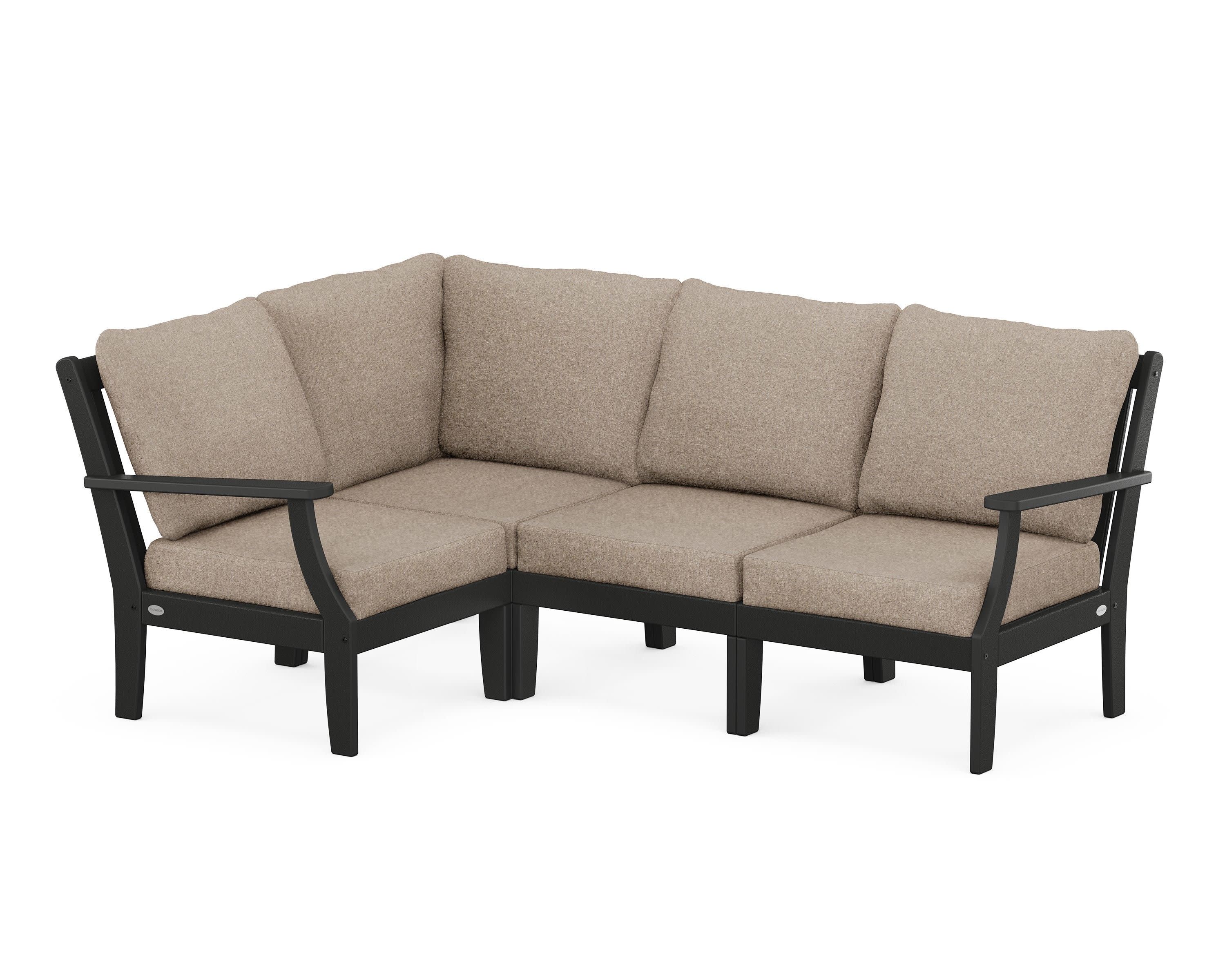 Braxton Modular 4-Piece Deep Seating Set in Black / Spiced Burlap