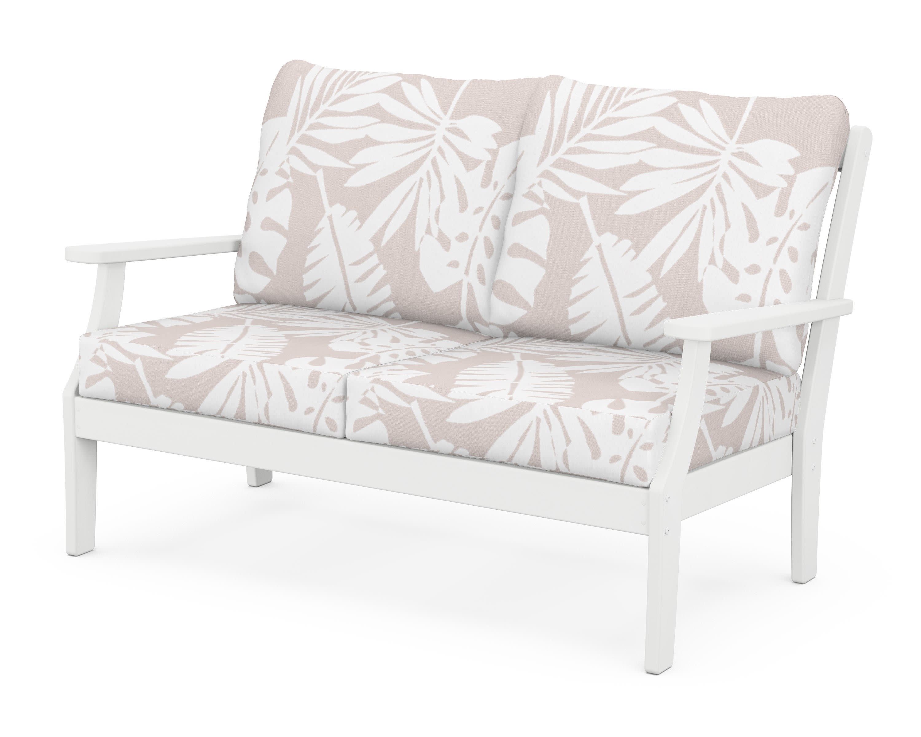 Braxton Deep Seating Loveseat in White / Leaf Dune Burlap