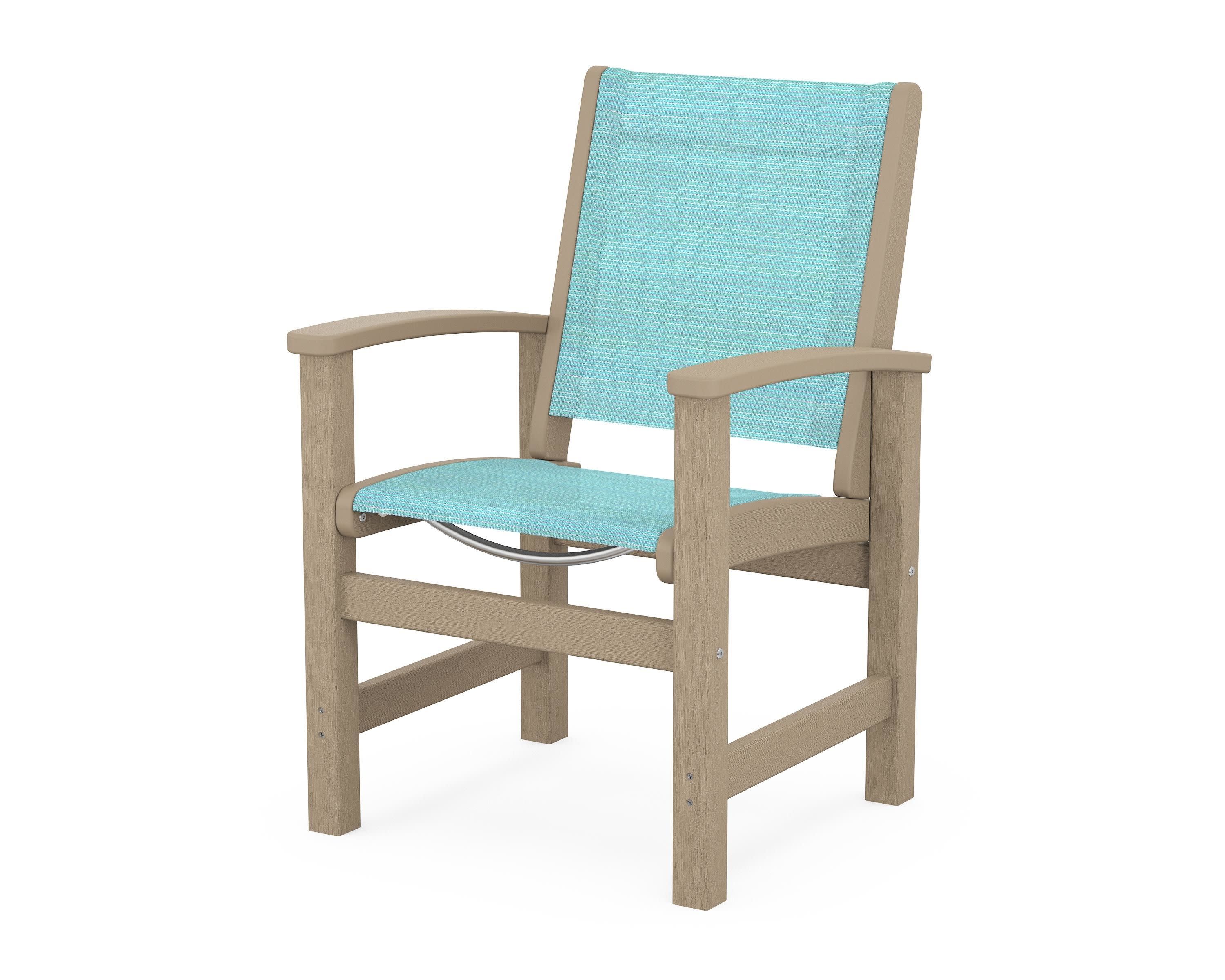 Coastal Dining Chair in Vintage Sahara / Dupioni Aquamarine Sling