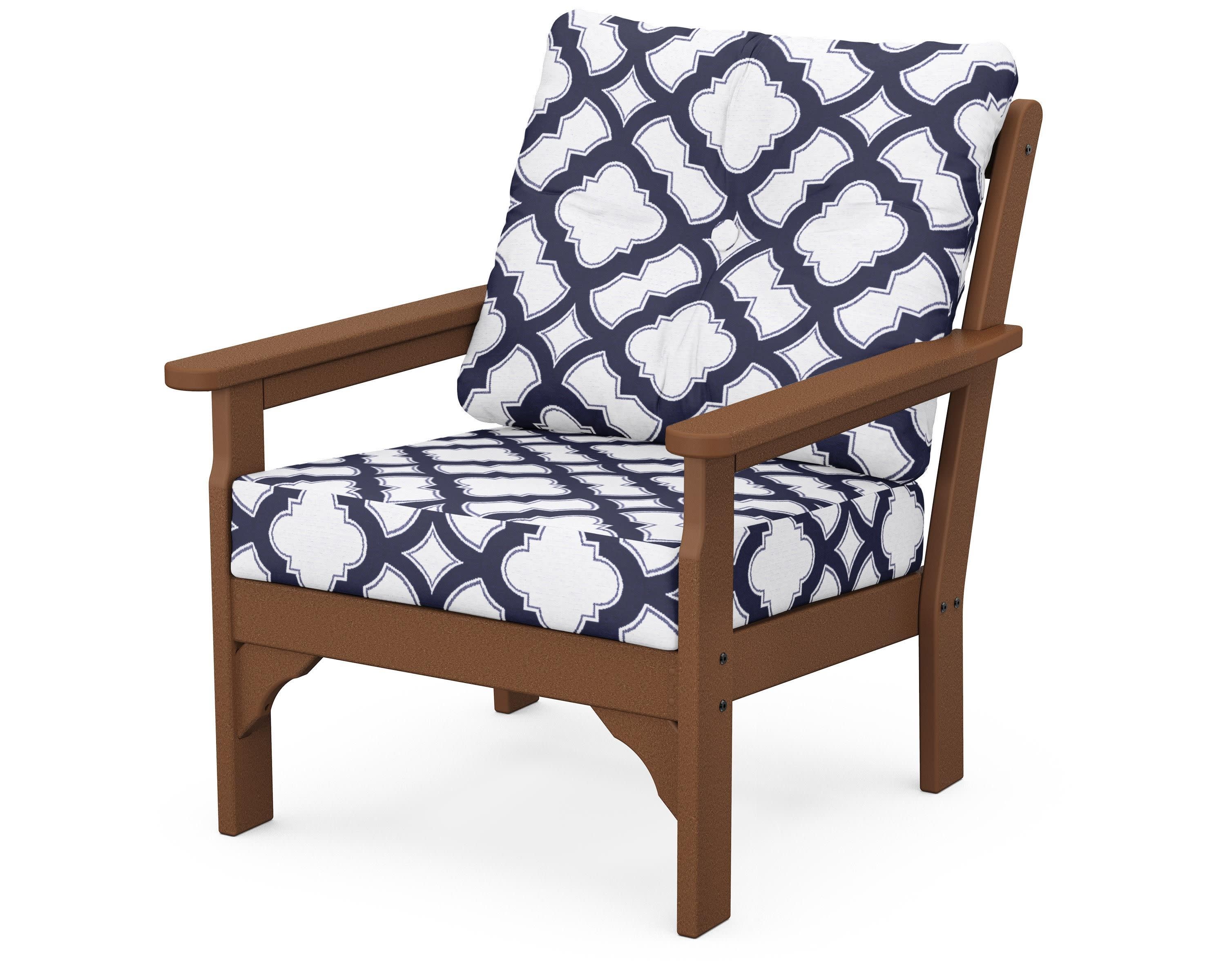 Vineyard Deep Seating Chair in Teak / Trellis Navy