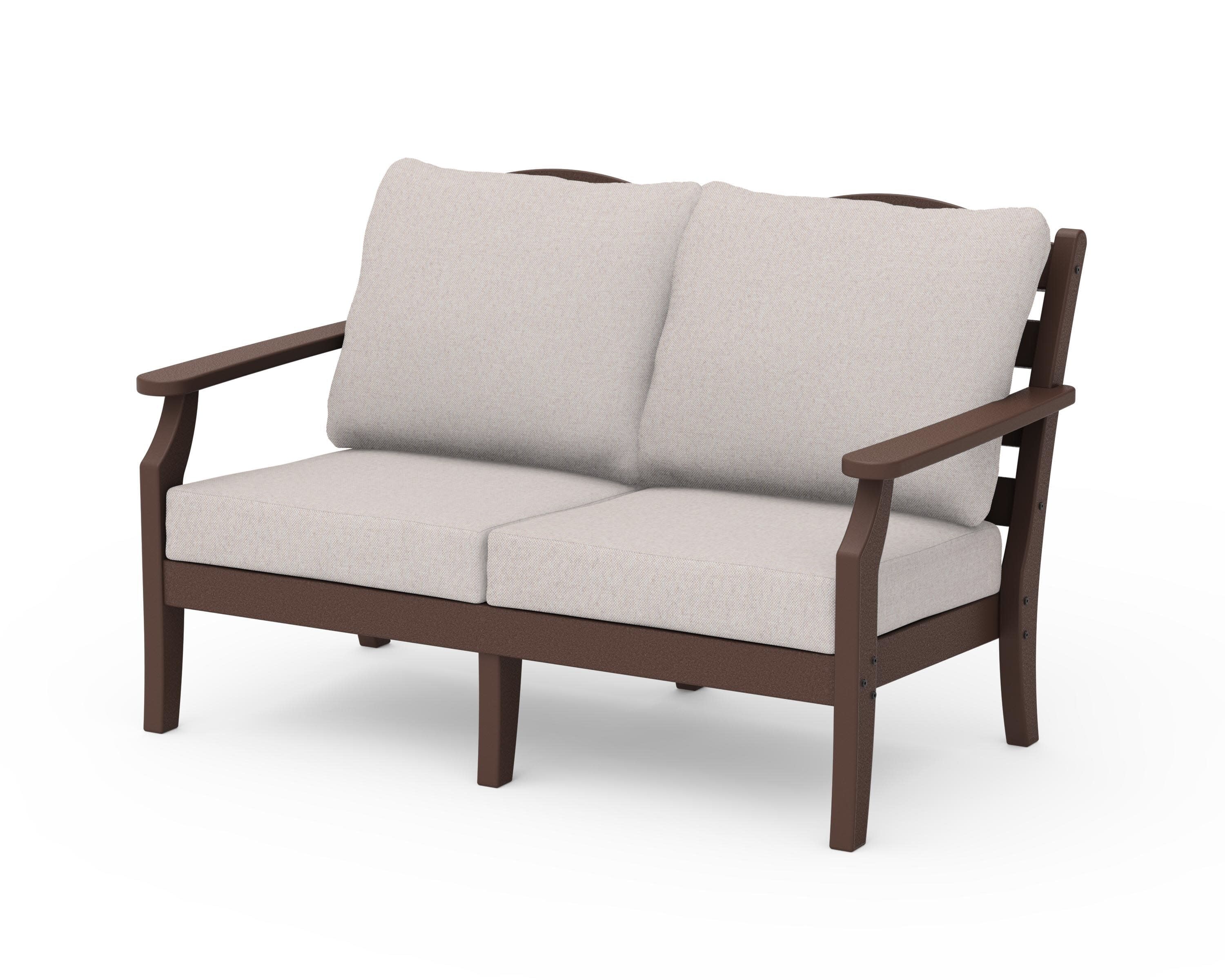 Savannah Deep Seating Loveseat in Mahogany / Dune Burlap