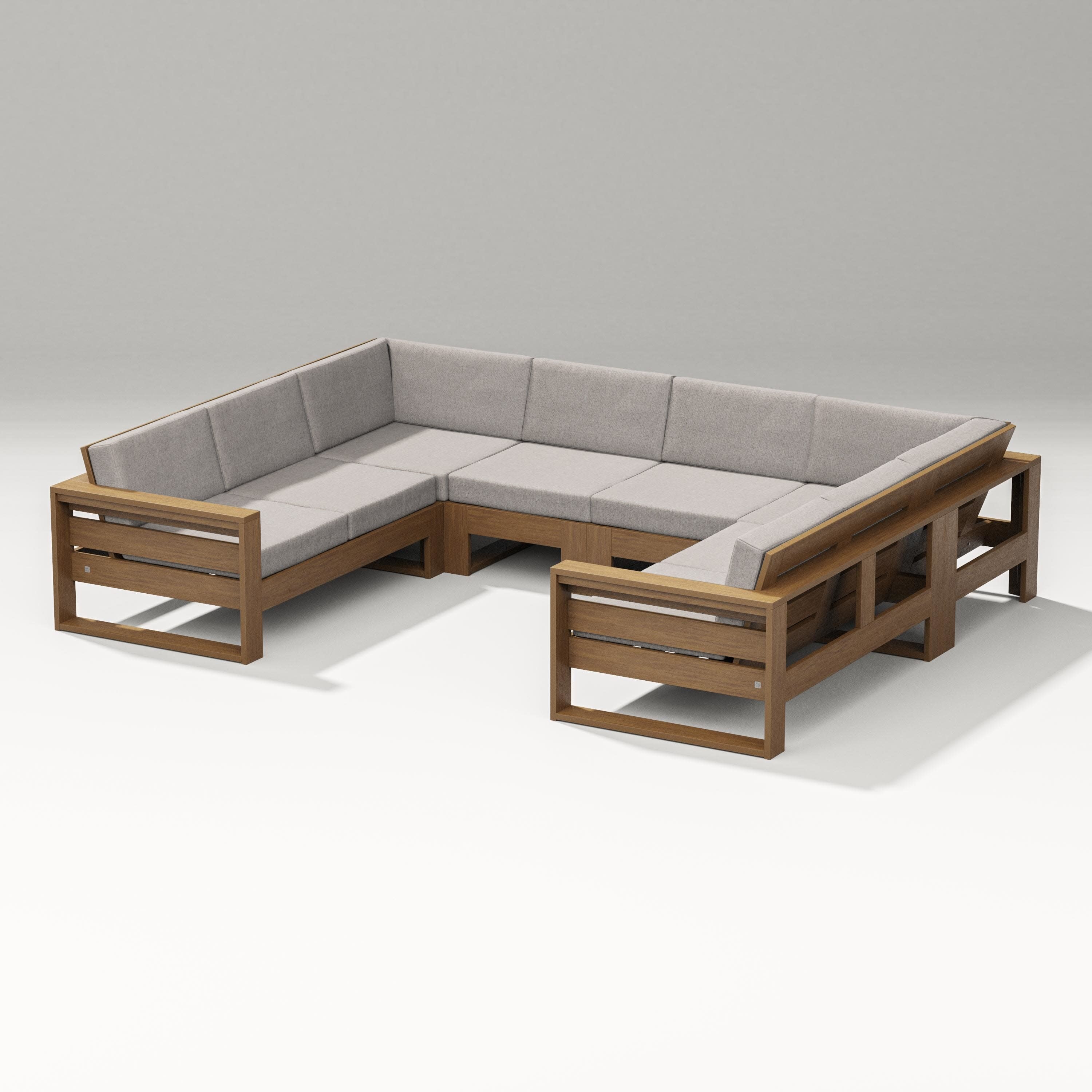 Latitude U-Shaped Sectional in Natural / Weathered Tweed
