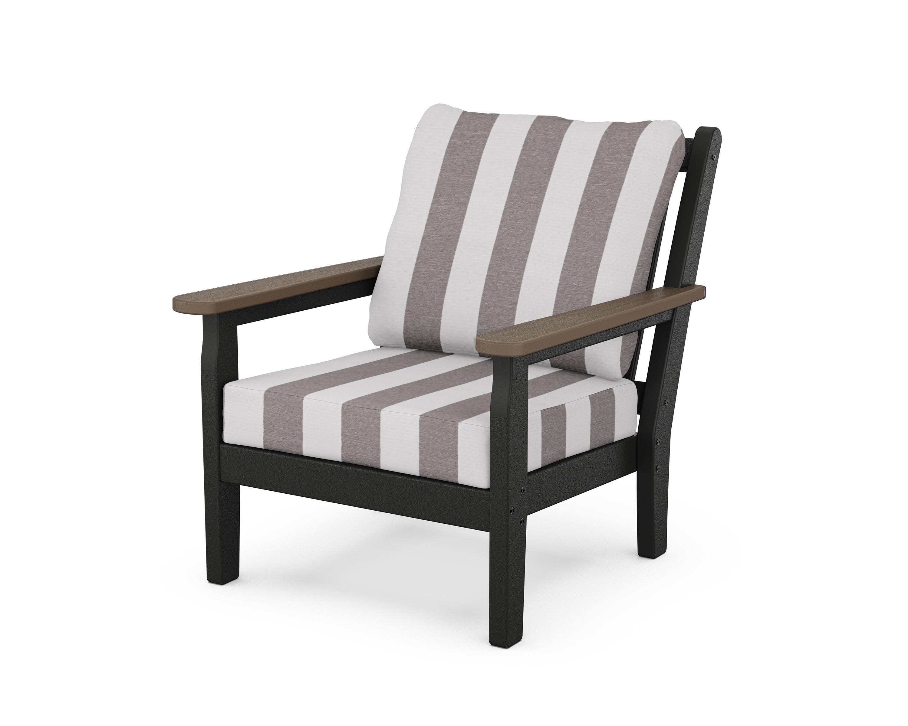 Chippendale Deep Seating Chair in Black / Kona / Cabana Stripe Grey Mist