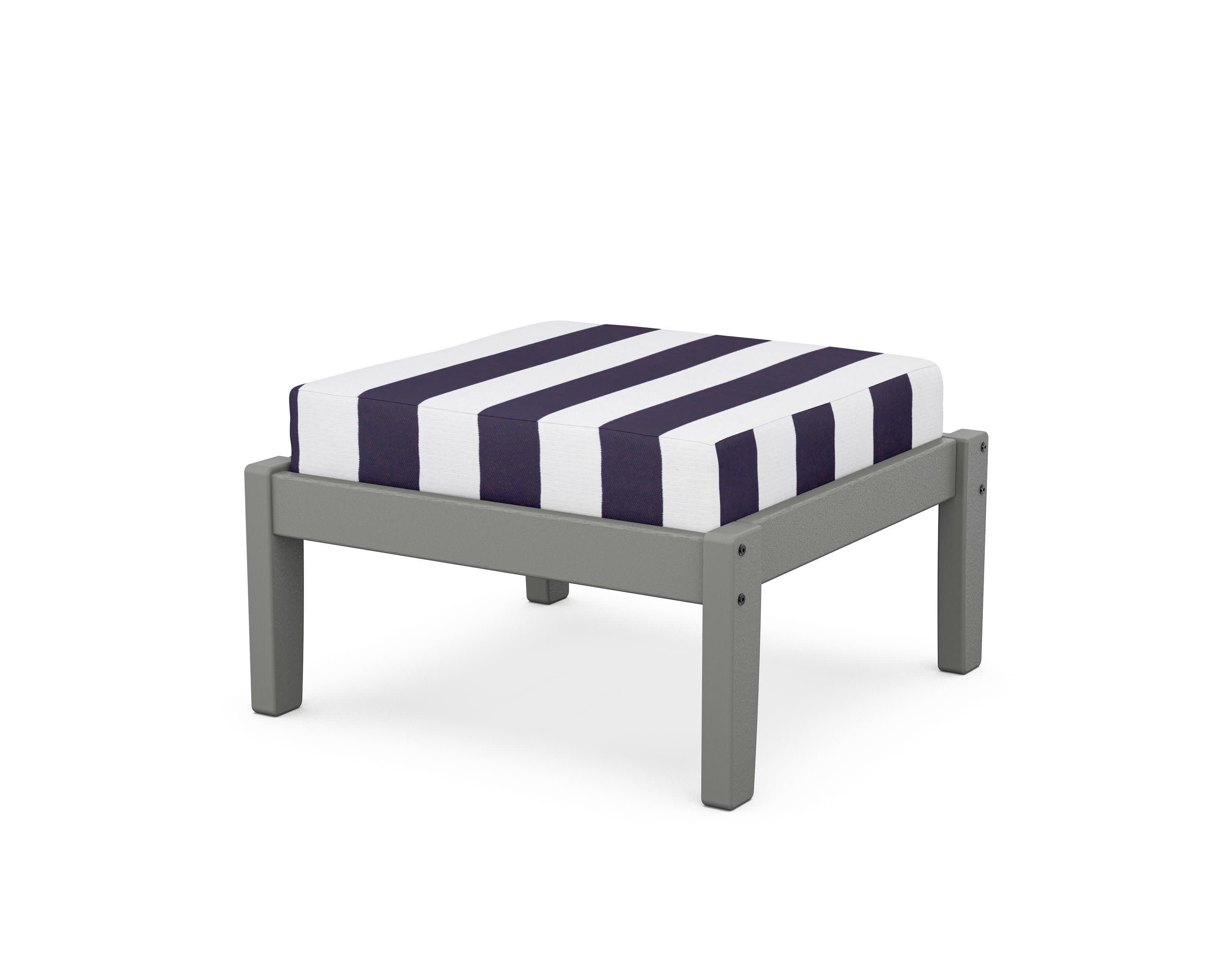 Deep Seating Ottoman in Slate Grey / Cabana Stripe Navy