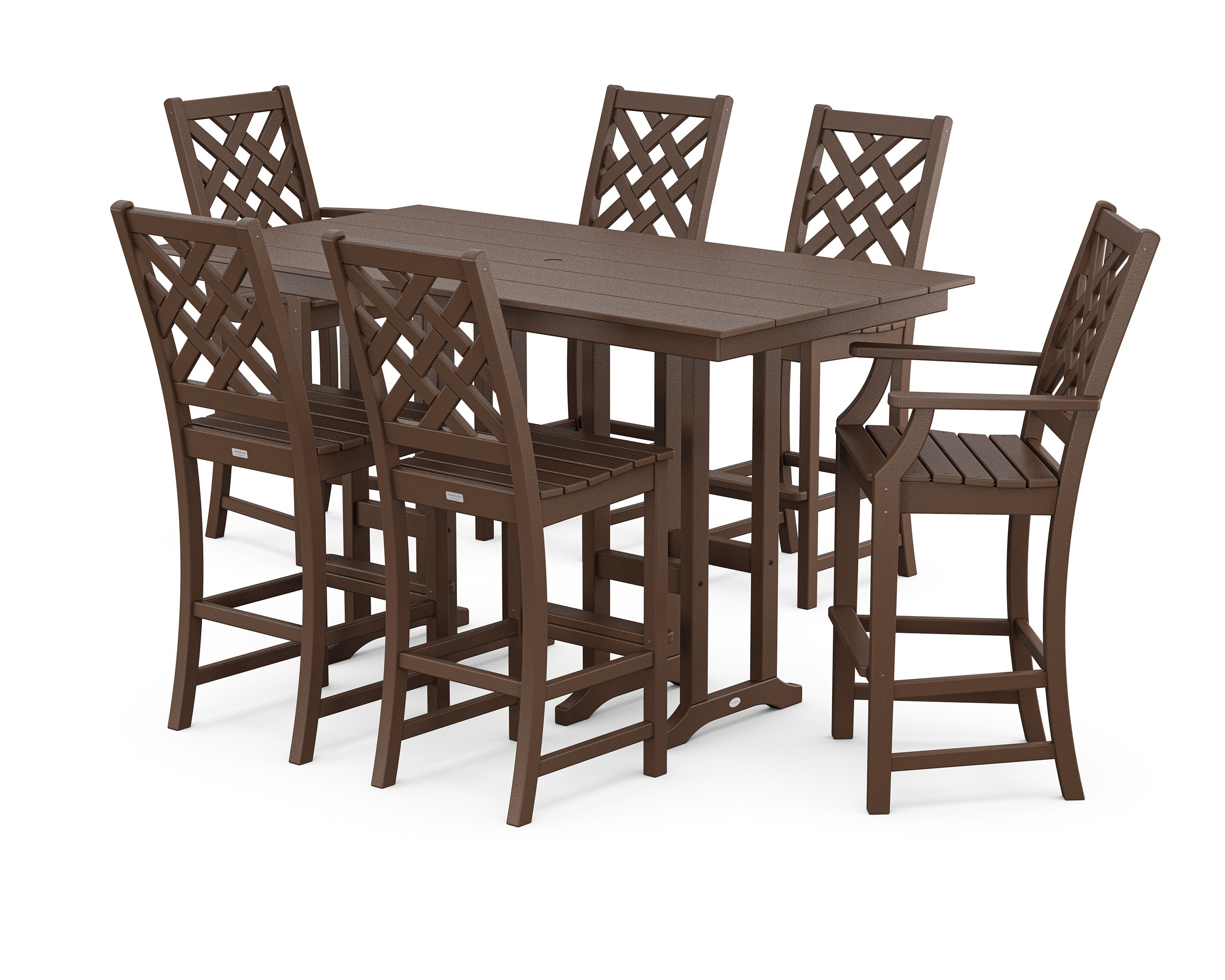 Wovendale 7-Piece Farmhouse Bar Set in Mahogany